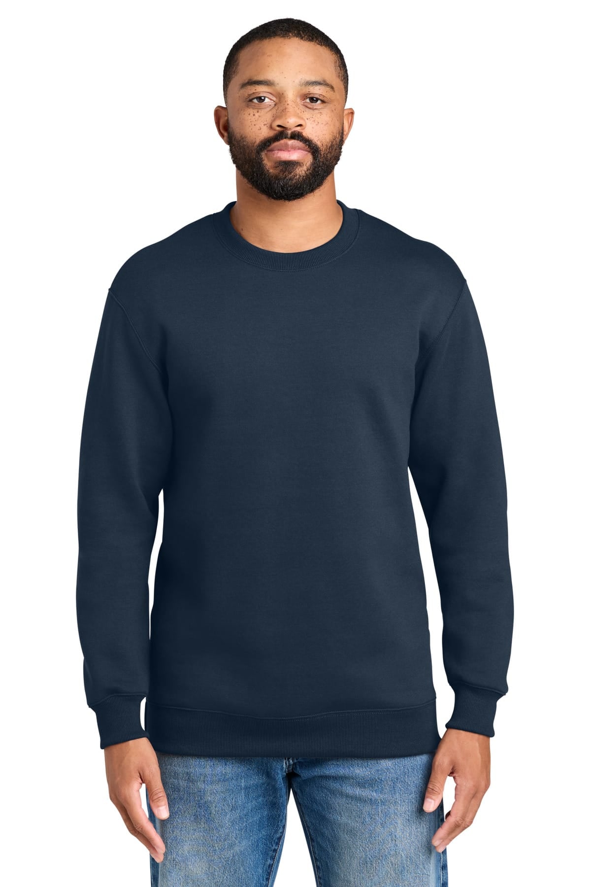 Port & Co PC107 S / Deep Navy Port & Co PC107 Foundation Fleece Pullover Crewneck Sweatshirt