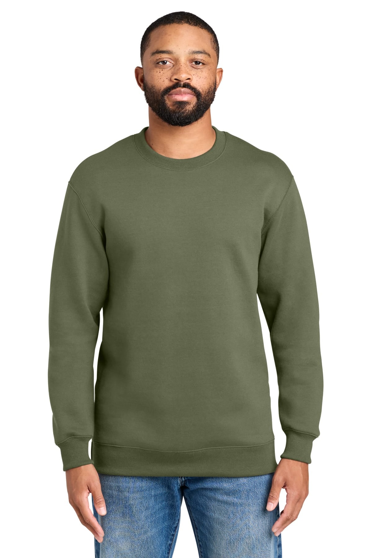 Port & Co PC107 S / Olive Drab Green Port & Co PC107 Foundation Fleece Pullover Crewneck Sweatshirt