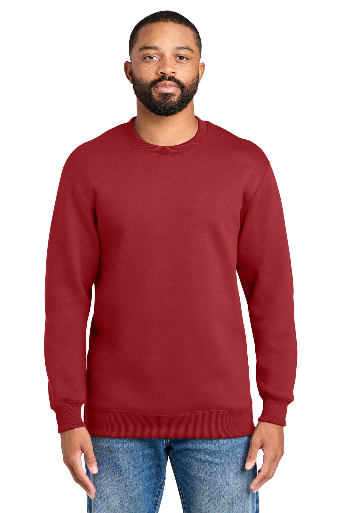 Port & Co PC107 S / Rich Red Port & Co PC107 Foundation Fleece Pullover Crewneck Sweatshirt