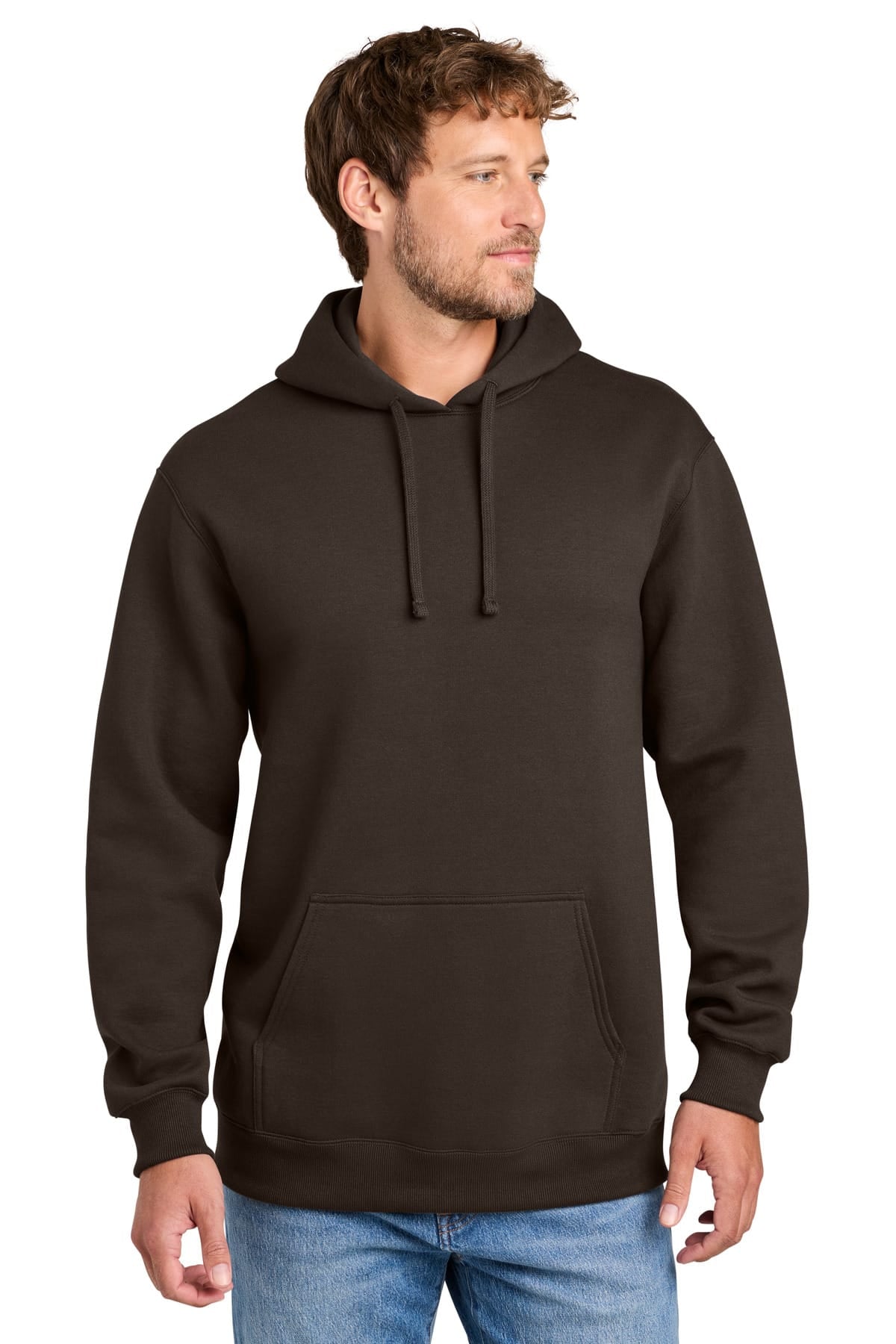 Port & Co PC107H S / Dark Chocolate Brown Port & Co PC170H Foundation Fleece Pullover Hooded Sweatshirt