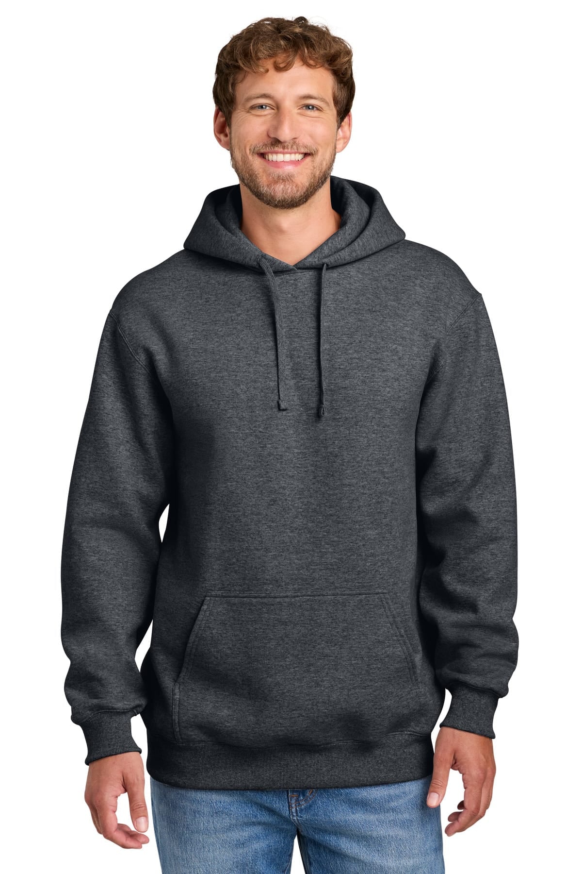 Port & Co PC107H S / Dark Heather Grey Port & Co PC170H Foundation Fleece Pullover Hooded Sweatshirt