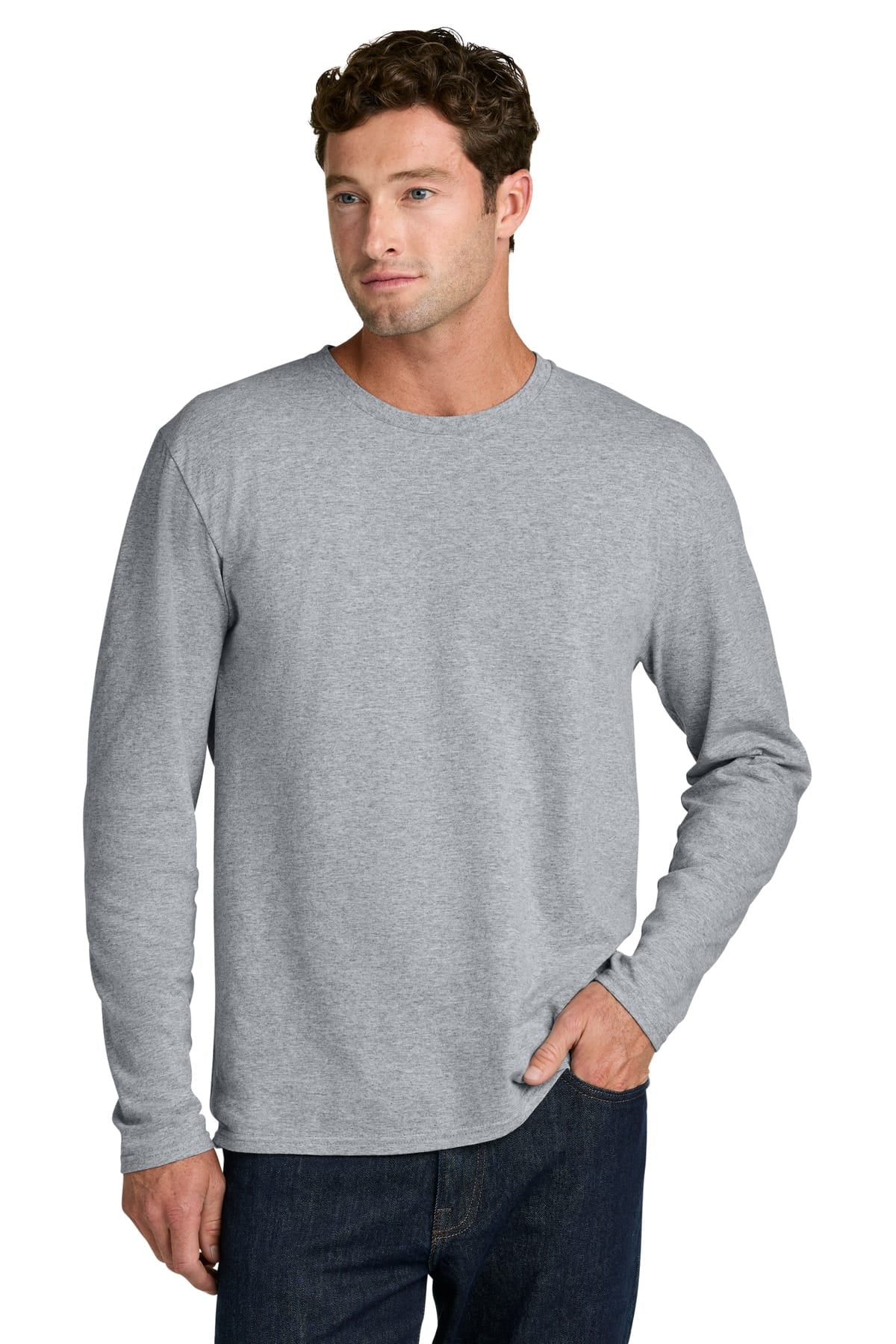 Port & Co PC43LS S / Athletic Heather Port & Co ®  Easy Cotton Long Sleeve Tee PC43LS