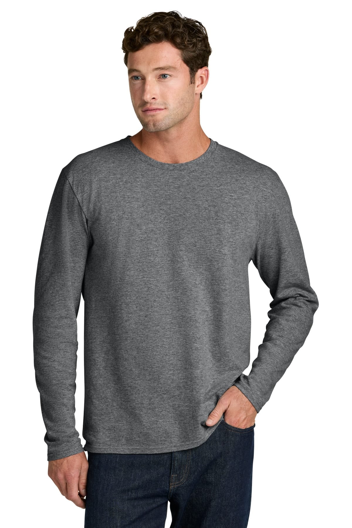 Port & Co PC43LS S / Graphite Heather Port & Co ®  Easy Cotton Long Sleeve Tee PC43LS