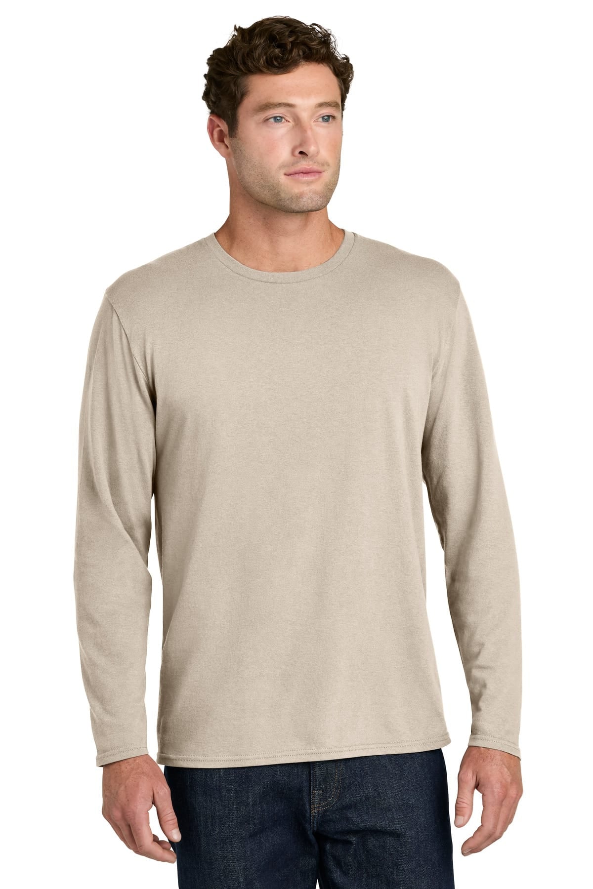 Port & Co PC43LS S / Light Sand Port & Co ®  Easy Cotton Long Sleeve Tee PC43LS