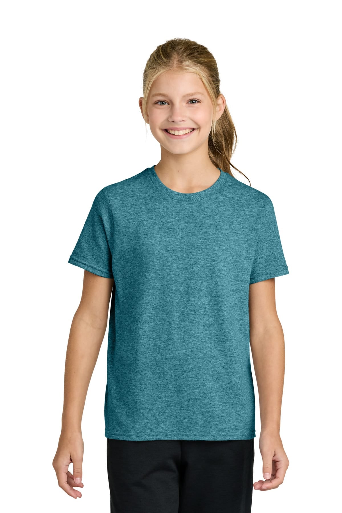 Port & Co PC43Y XS / Vivid Teal Heather Port & Co PC43Y Youth Easy Cotton Tee