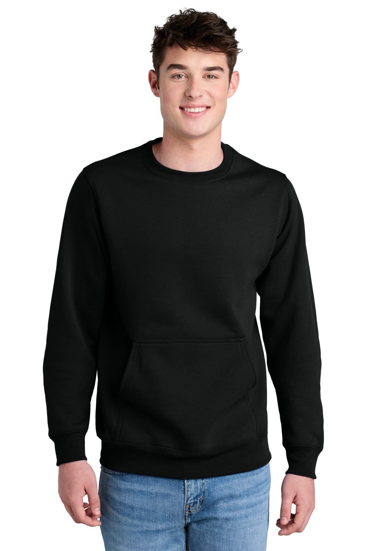 Port & Co PC78PKT S / Jet Black Port & Co ™  Core Fleece Crewneck Pocket Sweatshirt PC78PKT