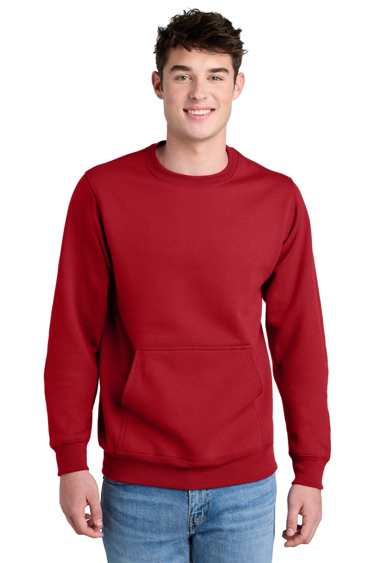 Port & Co PC78PKT S / Red Port & Co ™  Core Fleece Crewneck Pocket Sweatshirt PC78PKT
