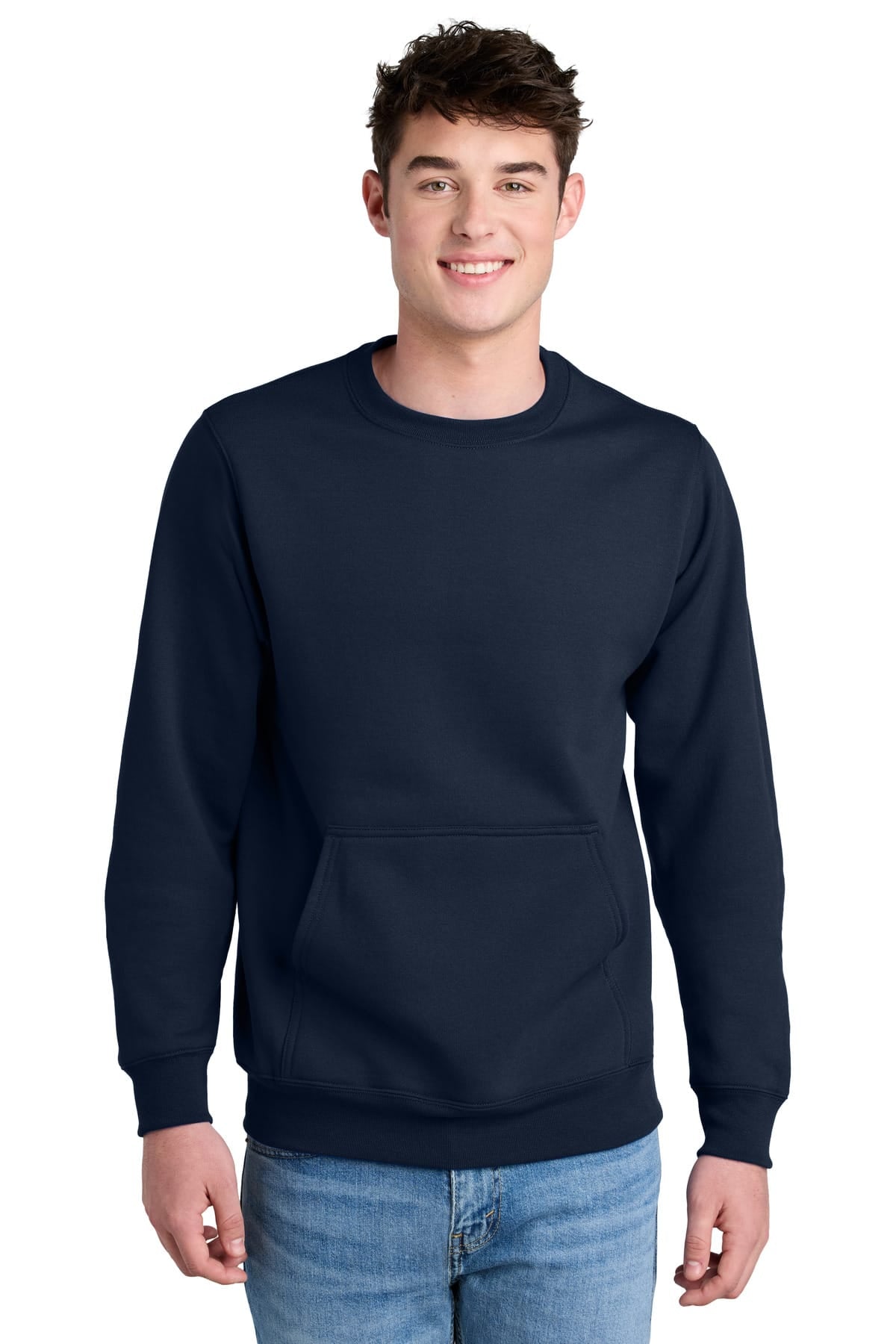 Port & Co PC78PKT S / True Navy Port & Co ™  Core Fleece Crewneck Pocket Sweatshirt PC78PKT