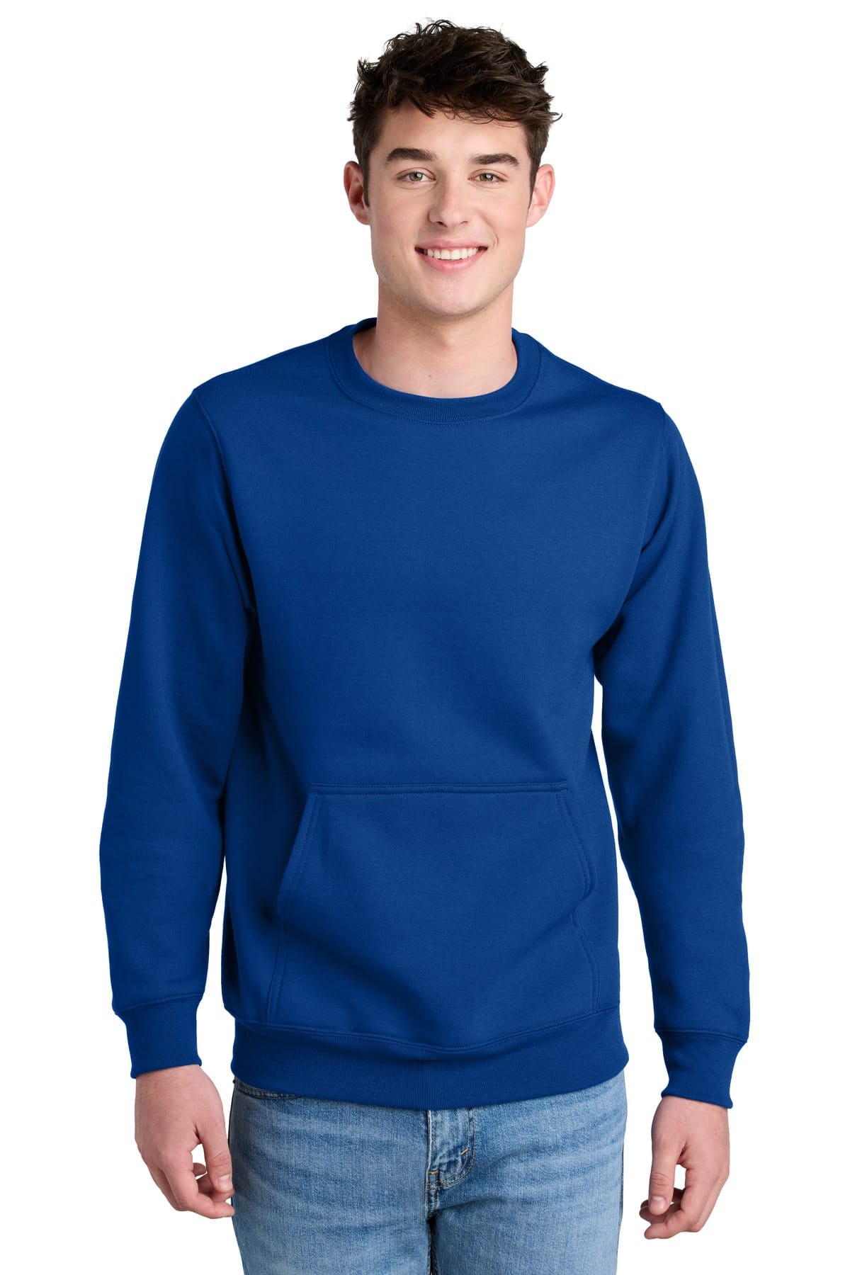 Port & Co PC78PKT S / True Royal Port & Co ™  Core Fleece Crewneck Pocket Sweatshirt PC78PKT