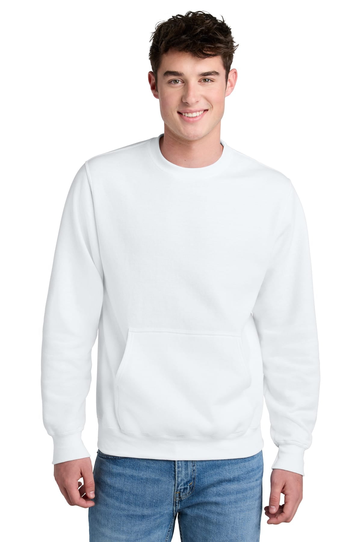 Port & Co PC78PKT S / White Port & Co ™  Core Fleece Crewneck Pocket Sweatshirt PC78PKT