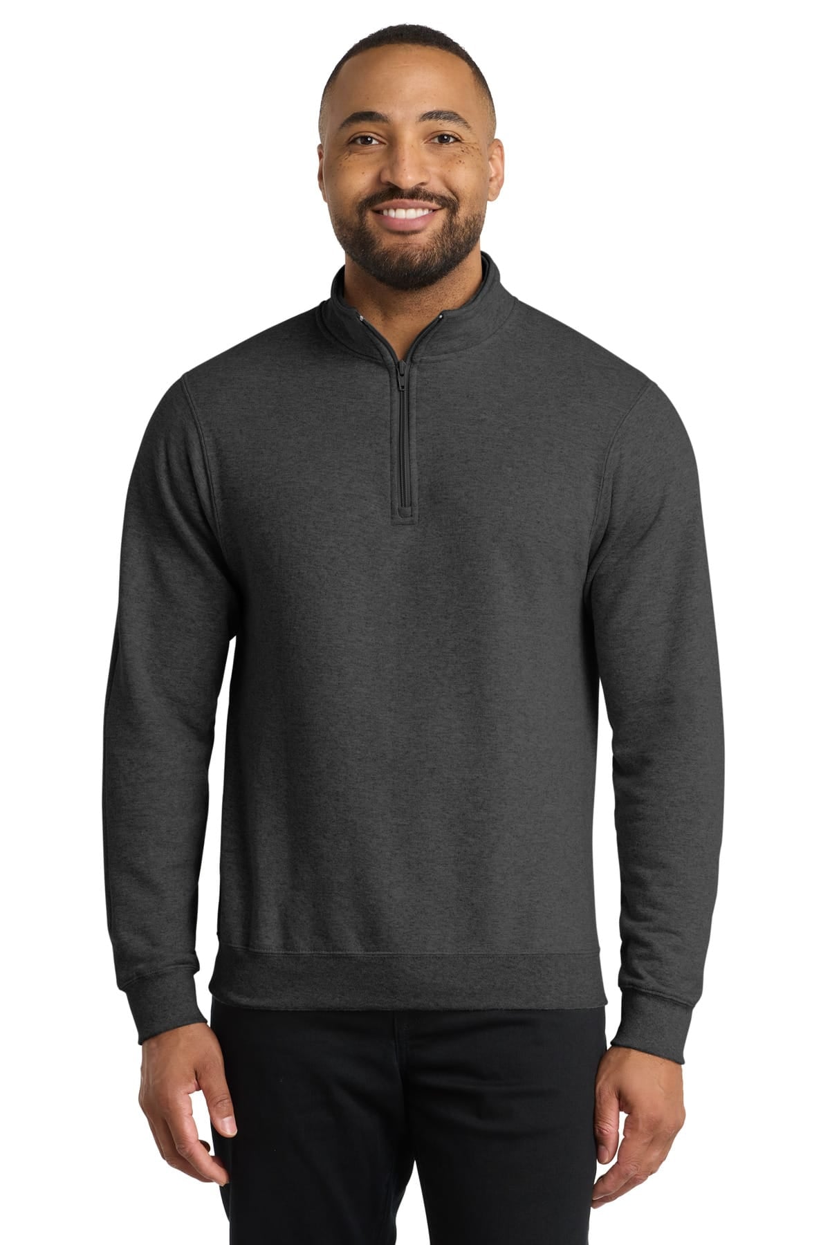 Port & Co PC78Q S / Dark Heather Grey Port & Co PC78Q Core Fleece 1/4-Zip Pullover Sweatshirt