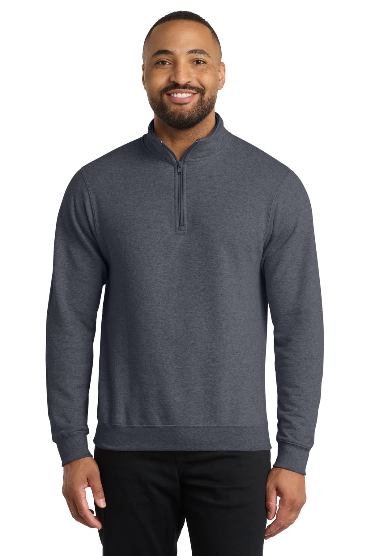 Port & Co PC78Q S / Heather Navy Port & Co PC78Q Core Fleece 1/4-Zip Pullover Sweatshirt