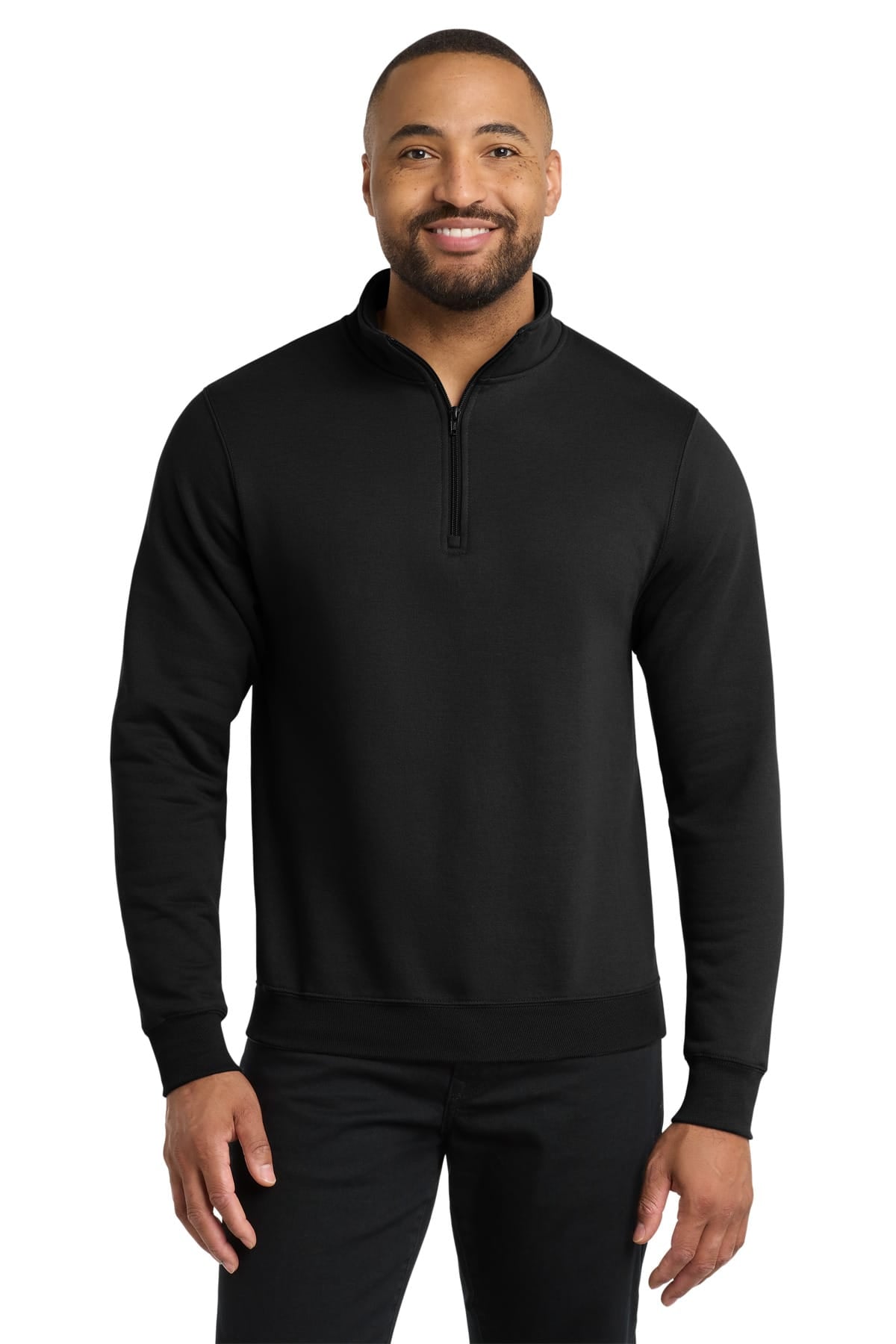 Port & Co PC78Q S / Jet Black Port & Co PC78Q Core Fleece 1/4-Zip Pullover Sweatshirt