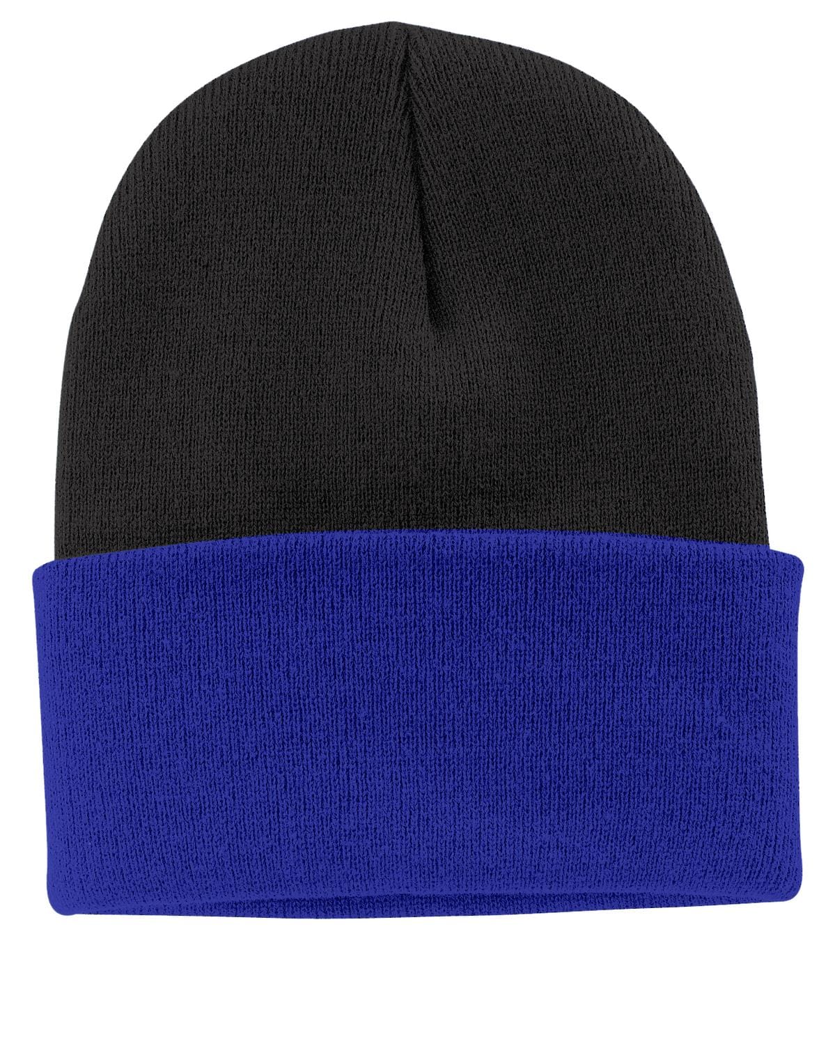 Port & Company Headwear OSFA / Black/ Athletic Royal Port & Company Knit Cap. CP90