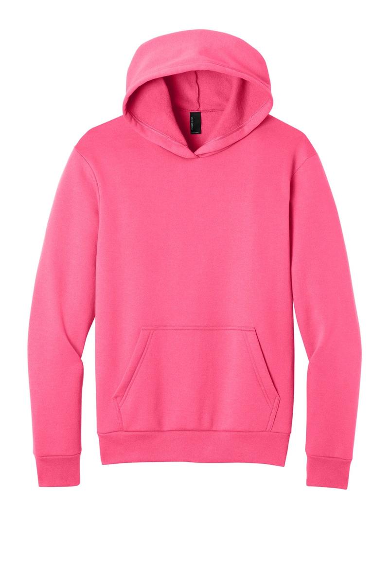 Port & Co Easy Fleece Pullover Hooded Sweatshirt PC68H in Neon Pink