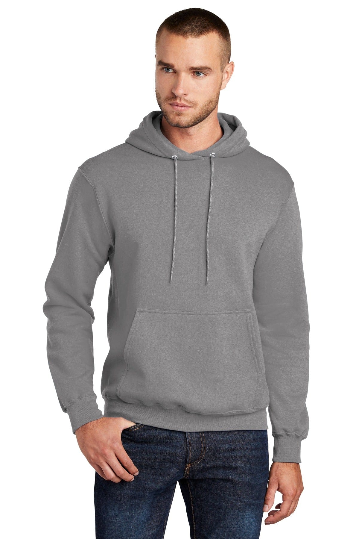 Port & Company PC78H S / Medium Grey Port & Company PC78H Core Fleece Pullover Hooded Sweatshirt