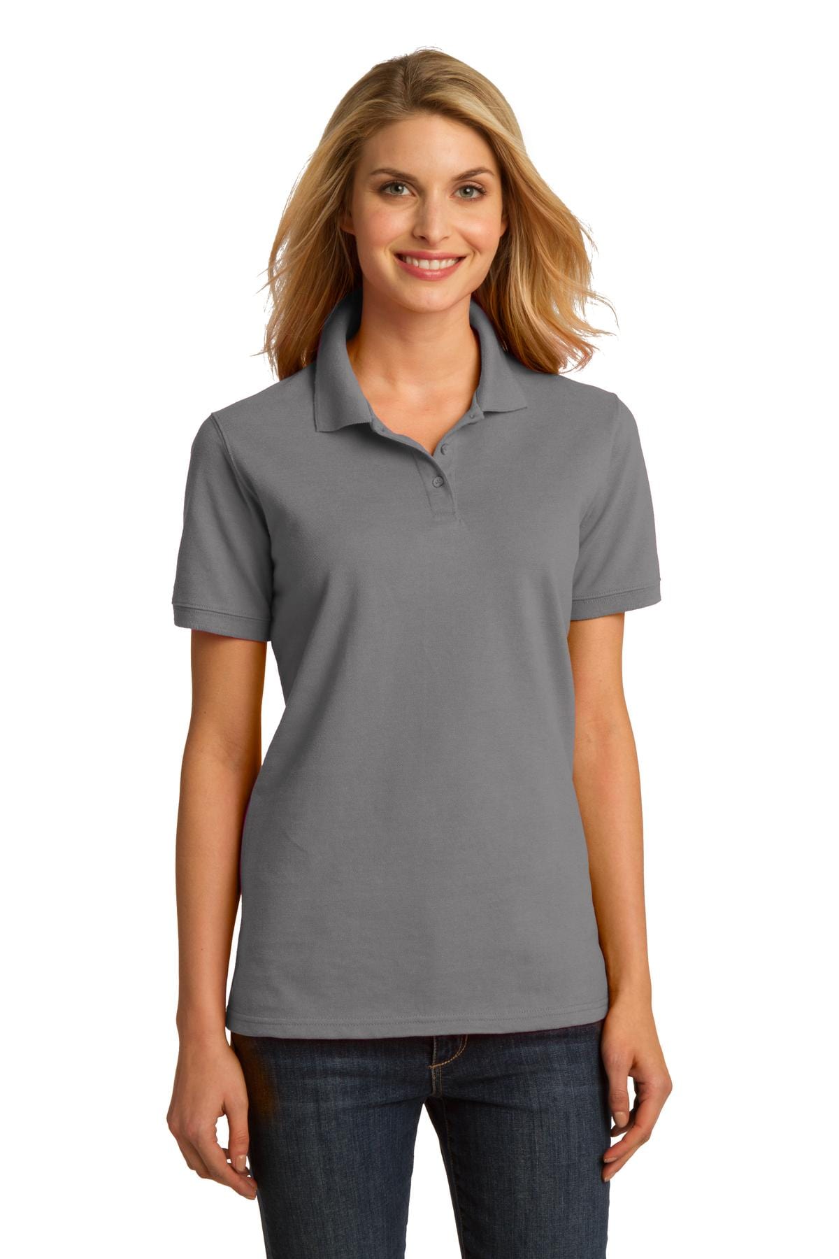 Port & Company Polos/Knits XS / Medium Grey DISCONTINUED  Port & Company ®  Ladies Ring Spun Pique Polo. LKP150