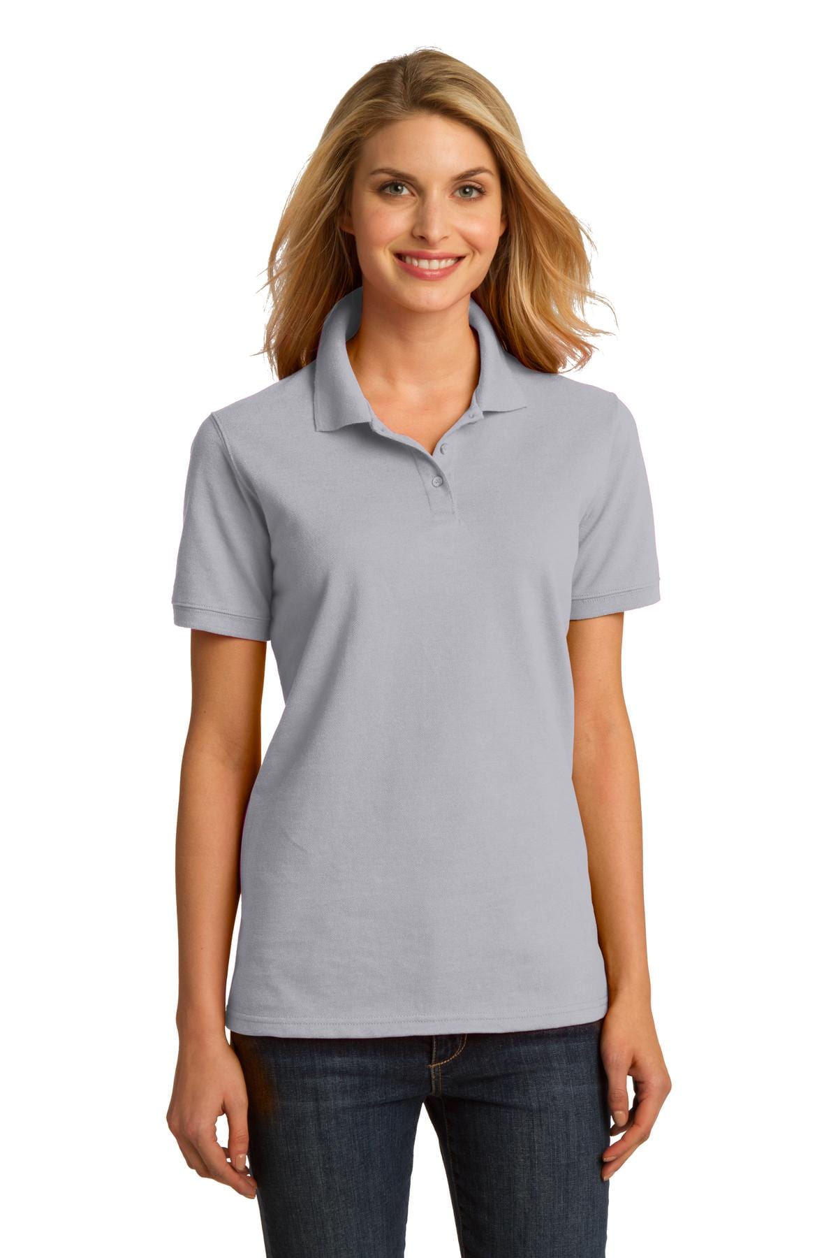Port & Company Polos/Knits XS / Silver DISCONTINUED  Port & Company ®  Ladies Ring Spun Pique Polo. LKP150