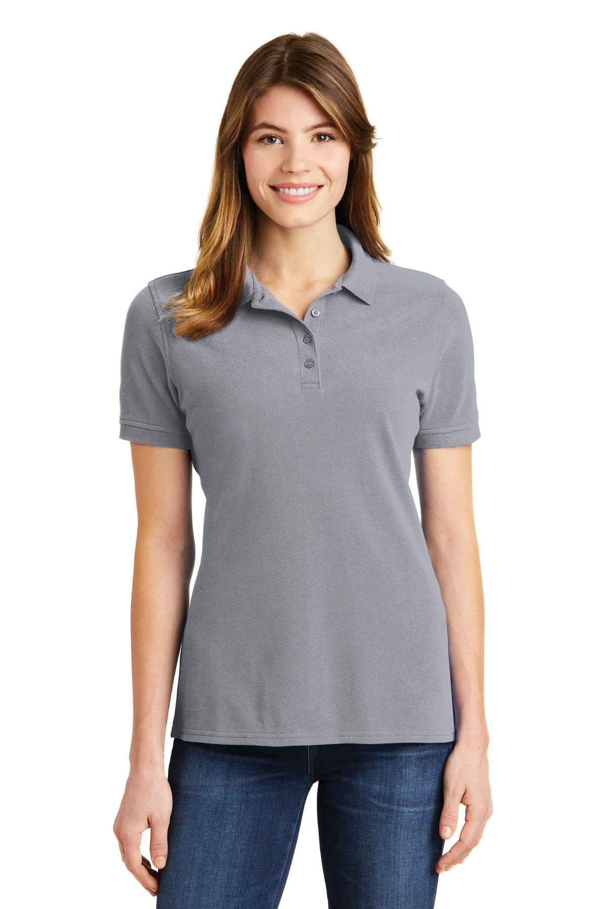 Port & Company Polos/Knits XS / Silver Port & Company Ladies Combed Ring Spun Pique Polo. LKP1500