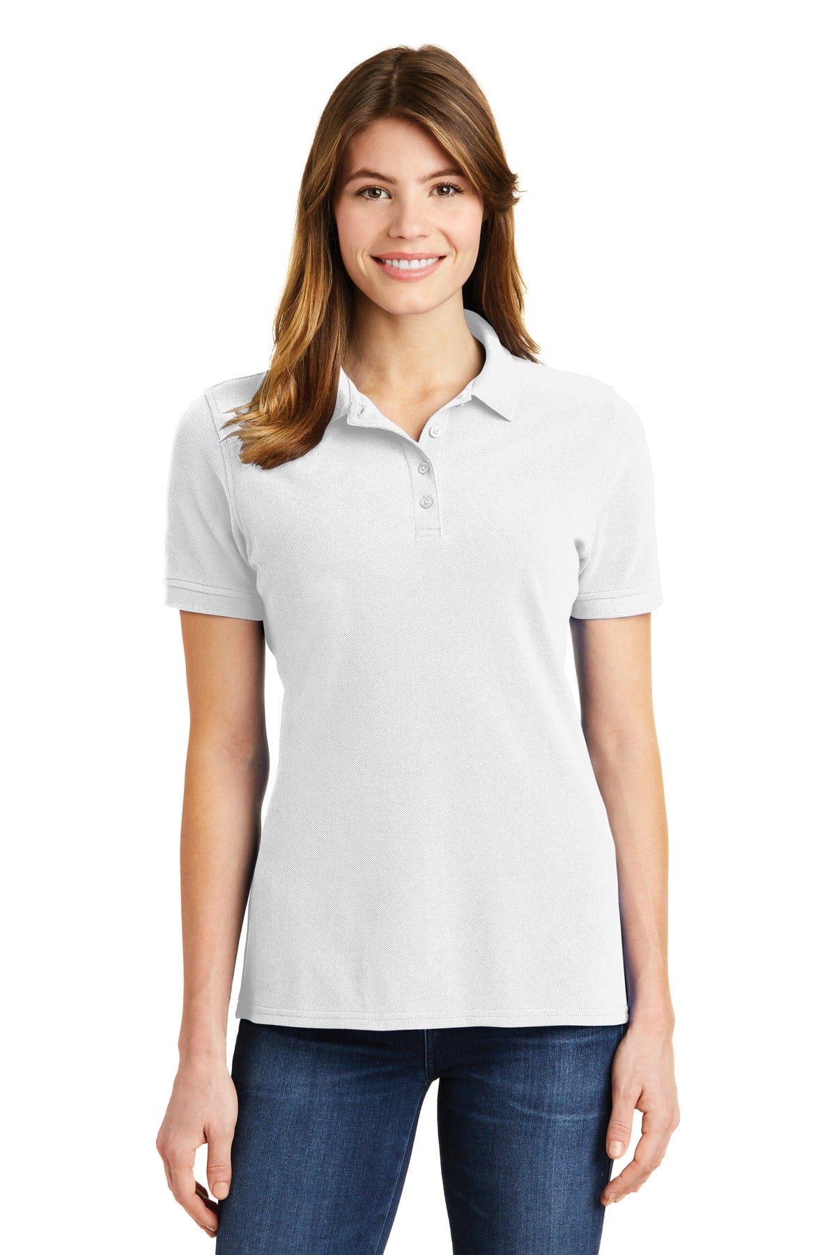 Port & Company Polos/Knits XS / White Port & Company Ladies Combed Ring Spun Pique Polo. LKP1500