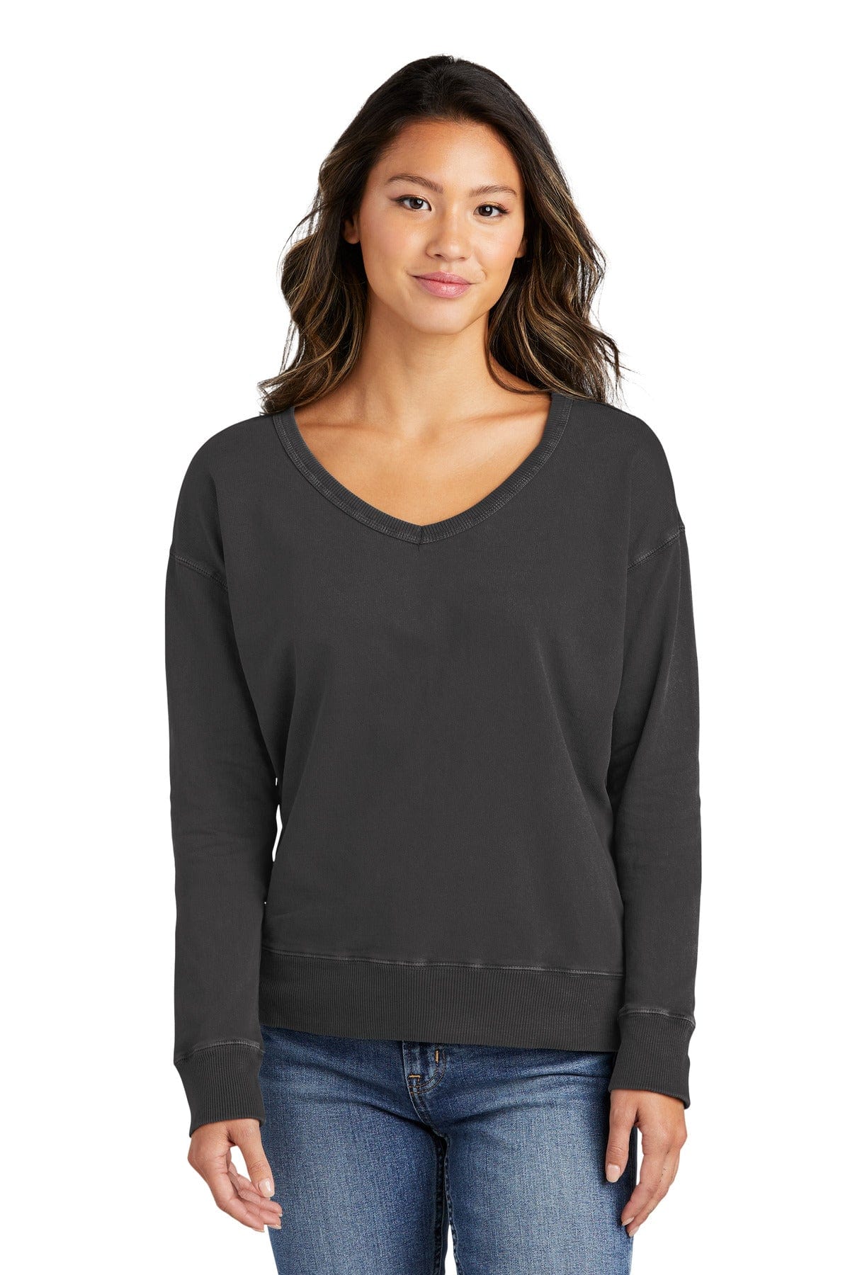 Port & Company Sweatshirts/Fleece Port & Company LPC098V: Ladies Beach Wash Garment-Dyed V-Neck Sweatshirt