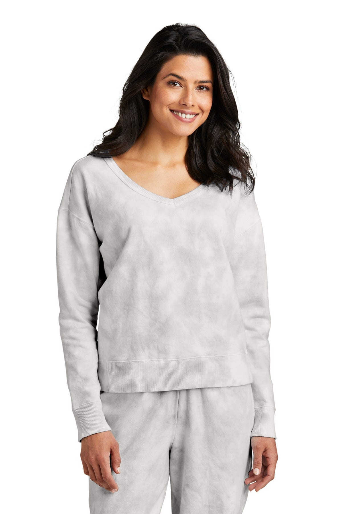 Port & Company Sweatshirts/Fleece Port & Company LPC140V: Ladies Beach Wash Cloud Tie-Dye V-Neck Sweatshirt