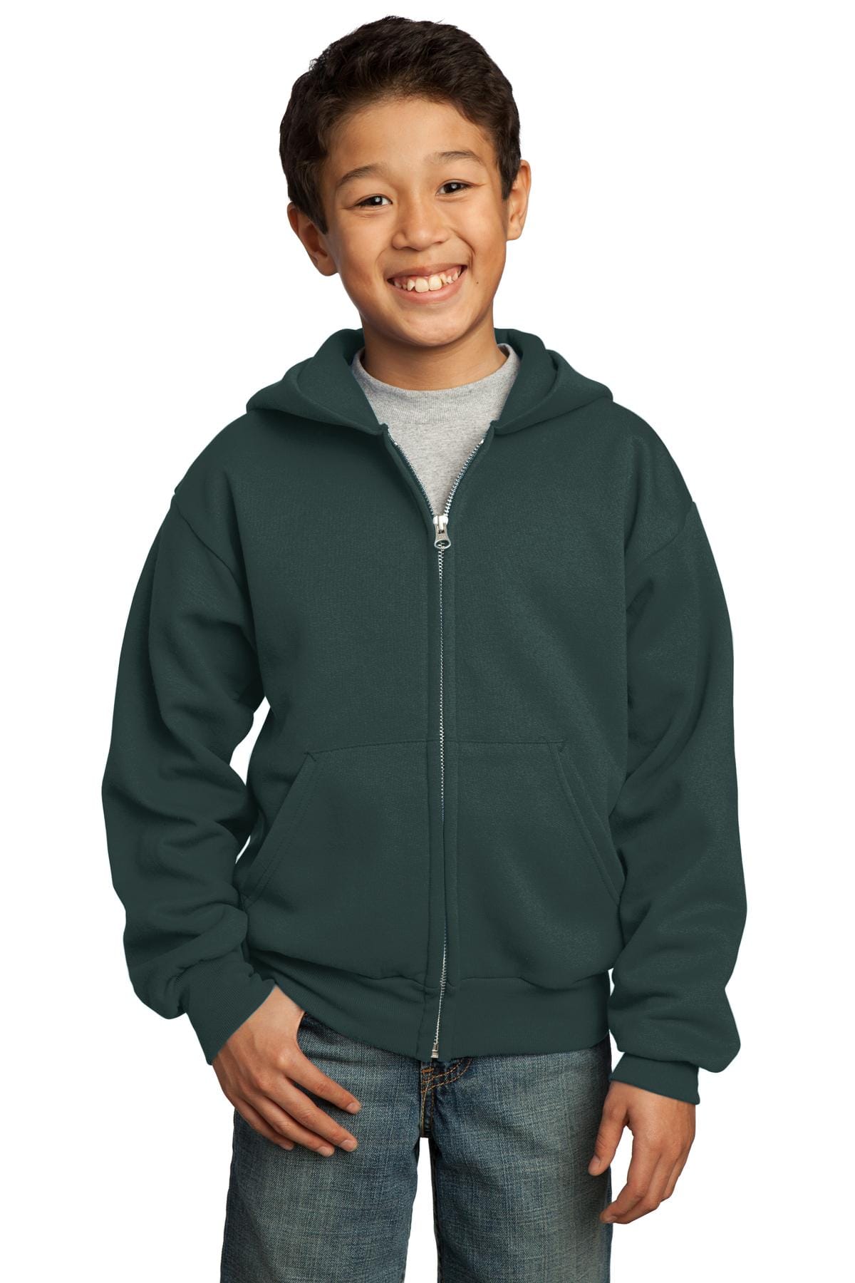Port & Company Sweatshirts/Fleece Port & Company - Youth Core Fleece Full-Zip Hooded Sweatshirt. PC90YZH