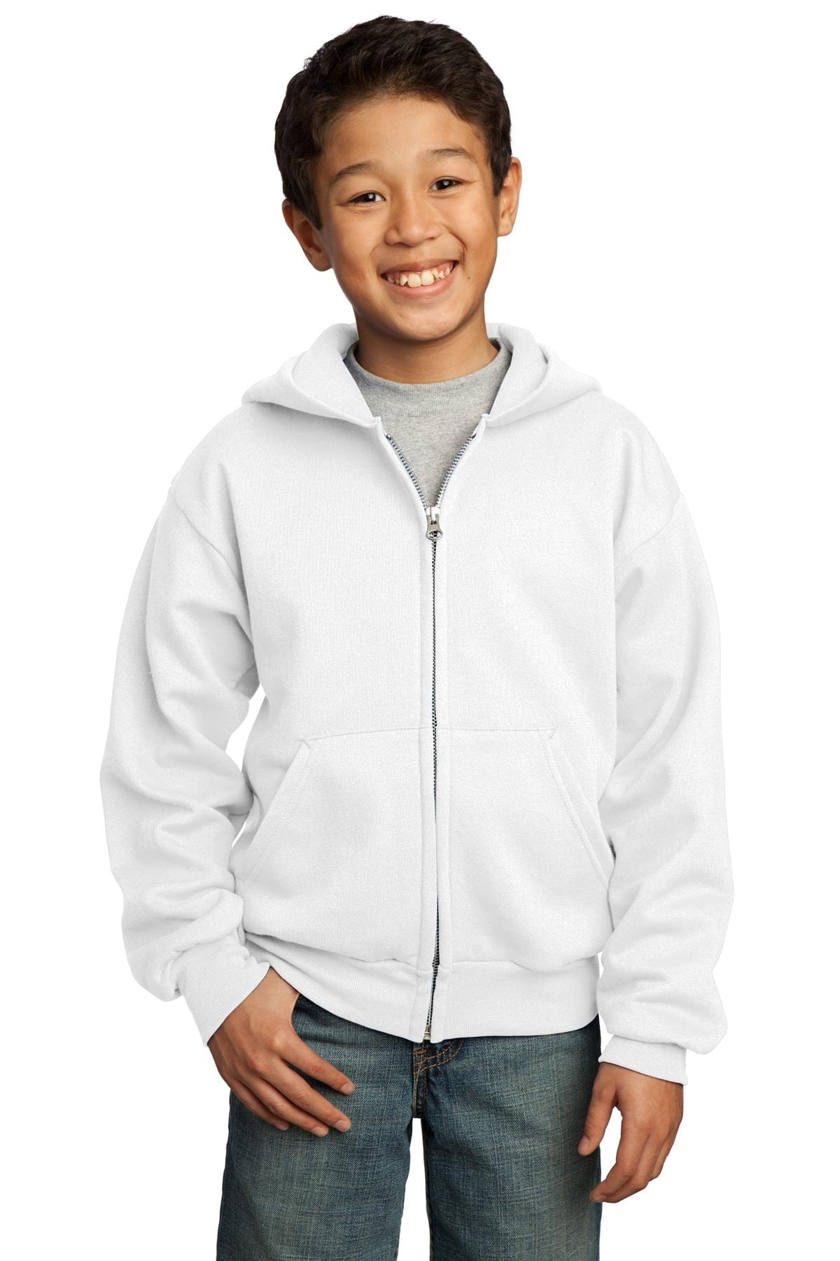 Port & Company Sweatshirts/Fleece Port & Company - Youth Core Fleece Full-Zip Hooded Sweatshirt. PC90YZH