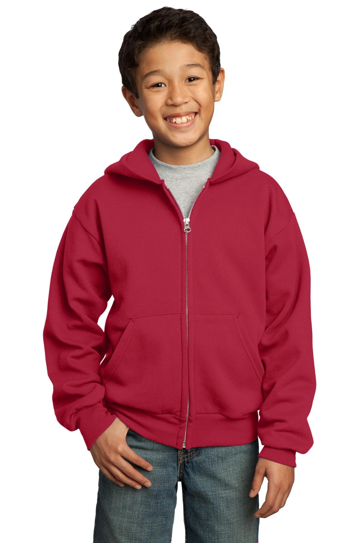 Port & Company Sweatshirts/Fleece Port & Company - Youth Core Fleece Full-Zip Hooded Sweatshirt. PC90YZH