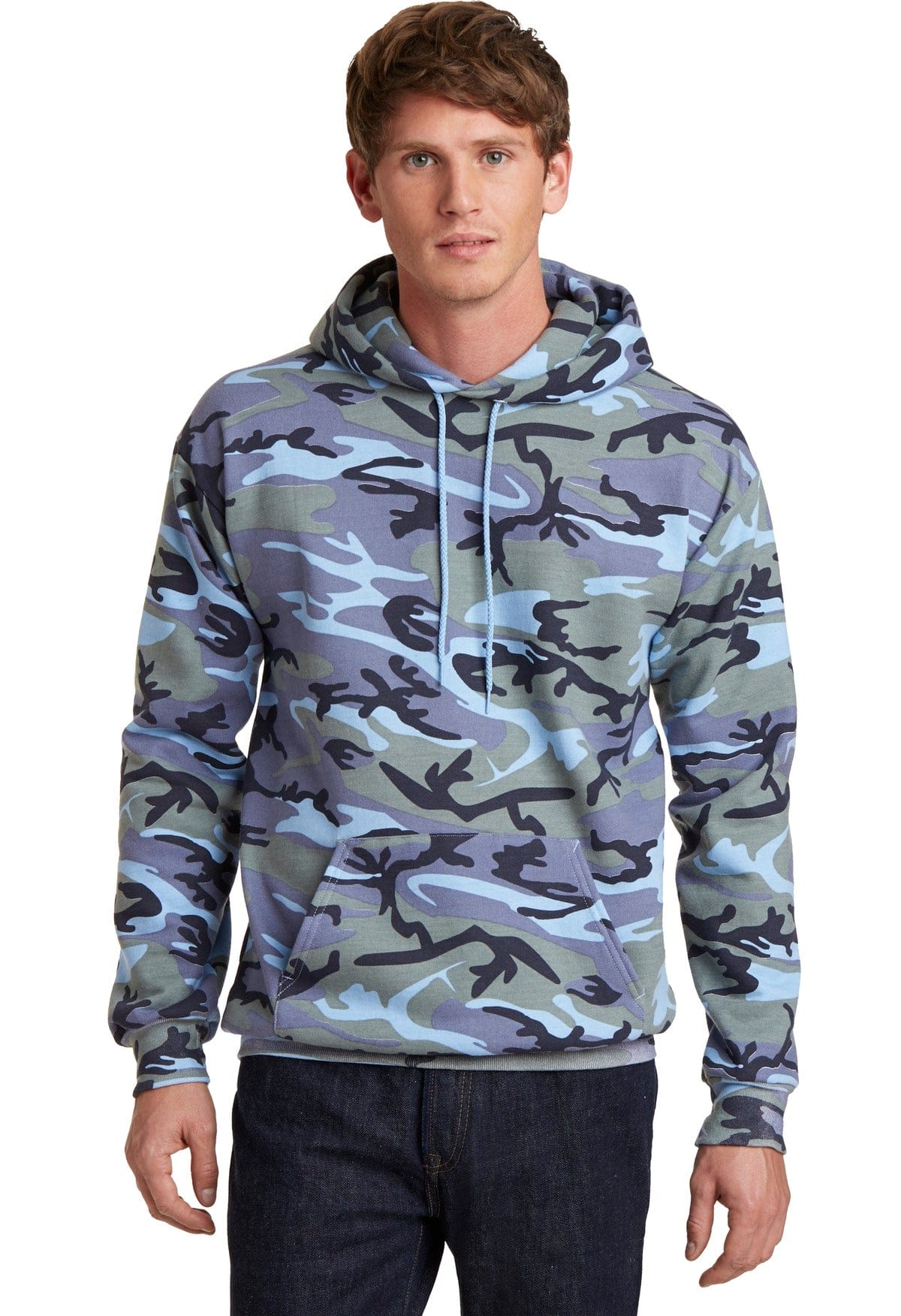 Port & Company Sweatshirts/Fleece S / Woodland Blue Camo Port & Company PC78HC: Core Fleece Camo Pullover Hooded Sweatshirt