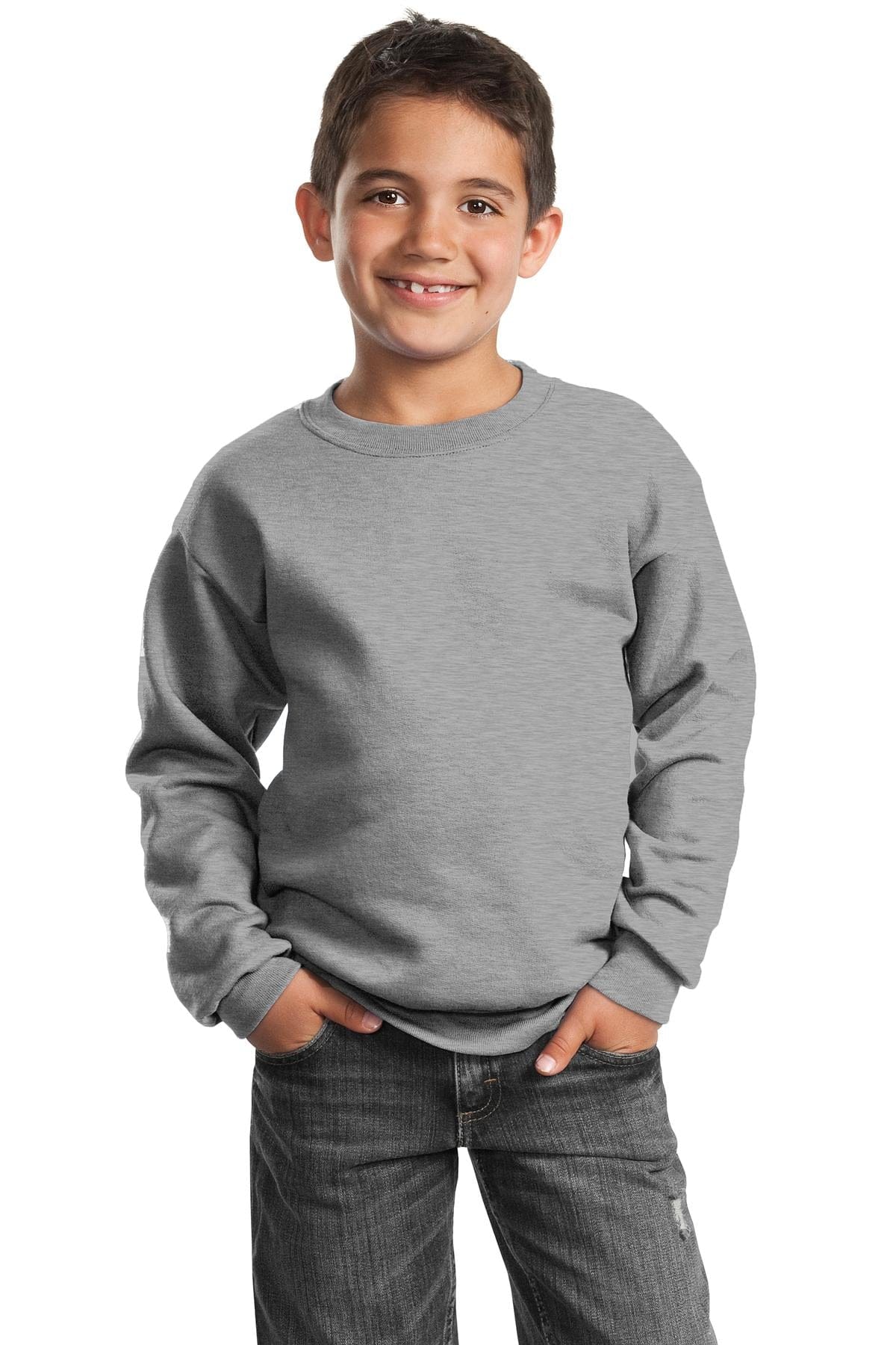 Port & Company Sweatshirts/Fleece XS / Athletic Heather Port & Company - Youth Core Fleece Crewneck Sweatshirt. PC90Y