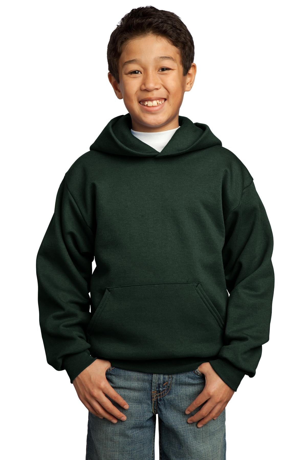 Port & Company Sweatshirts/Fleece XS / Dark Green Port & Company - Youth Core Fleece Pullover Hooded Sweatshirt. PC90YH
