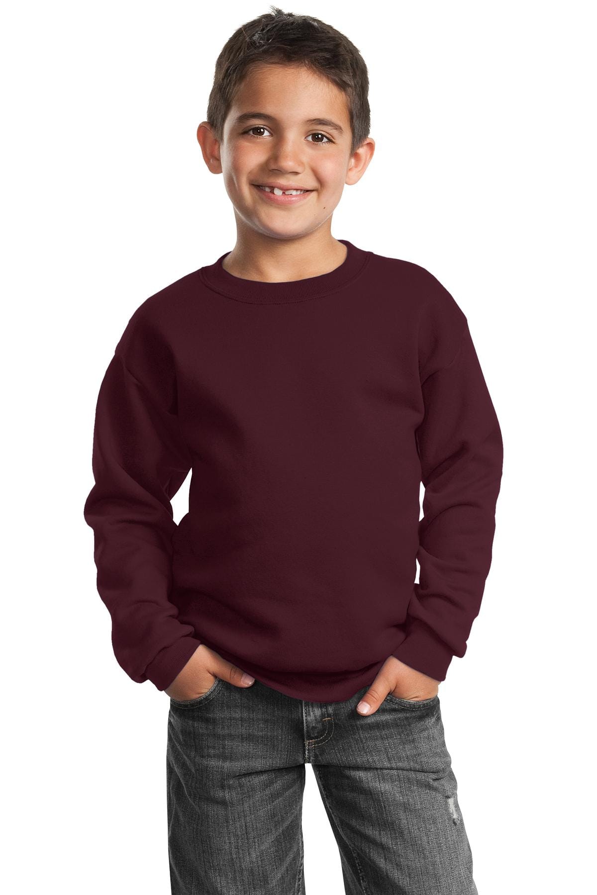 Port & Company Sweatshirts/Fleece XS / Maroon Port & Company - Youth Core Fleece Crewneck Sweatshirt. PC90Y