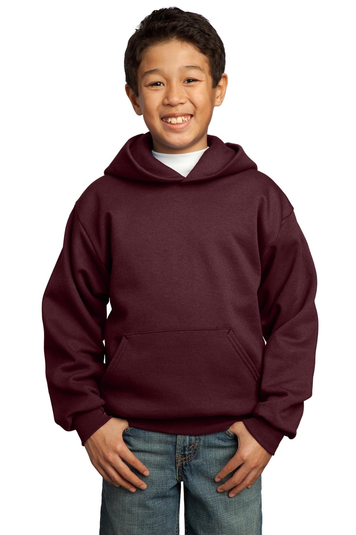 Port & Company Sweatshirts/Fleece XS / Maroon Port & Company - Youth Core Fleece Pullover Hooded Sweatshirt. PC90YH