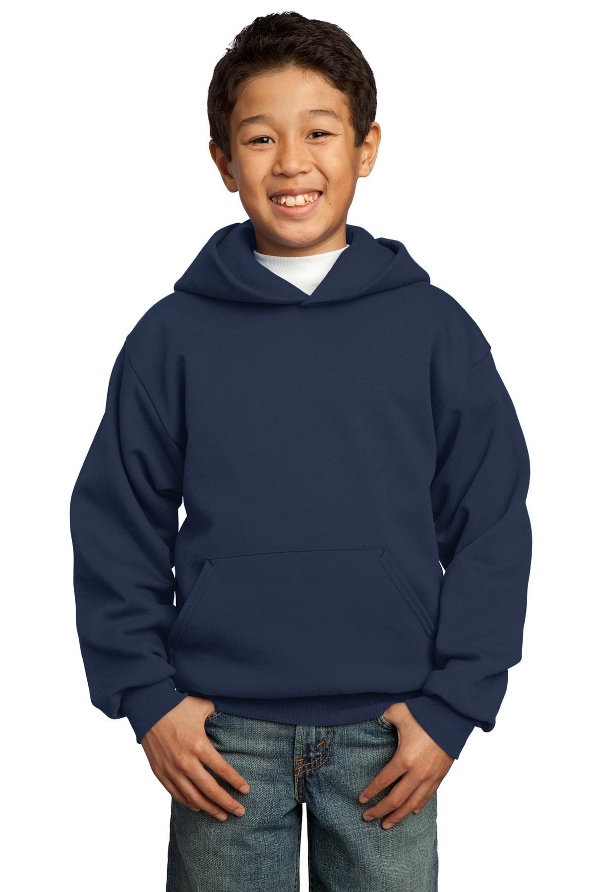 Port & Company Sweatshirts/Fleece XS / Navy Port & Company - Youth Core Fleece Pullover Hooded Sweatshirt. PC90YH