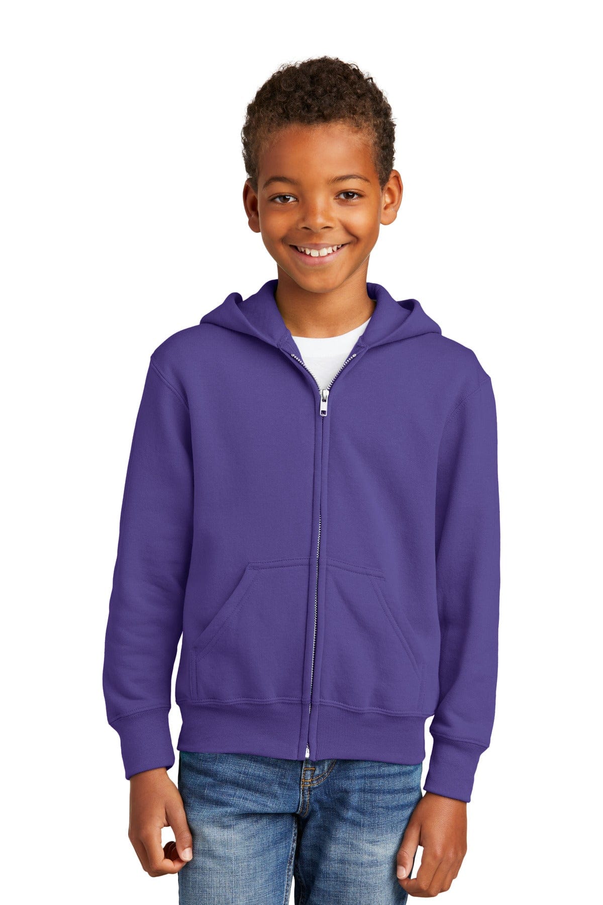 Port & Company Sweatshirts/Fleece XS / Purple Port & Company - Youth Core Fleece Full-Zip Hooded Sweatshirt. PC90YZH