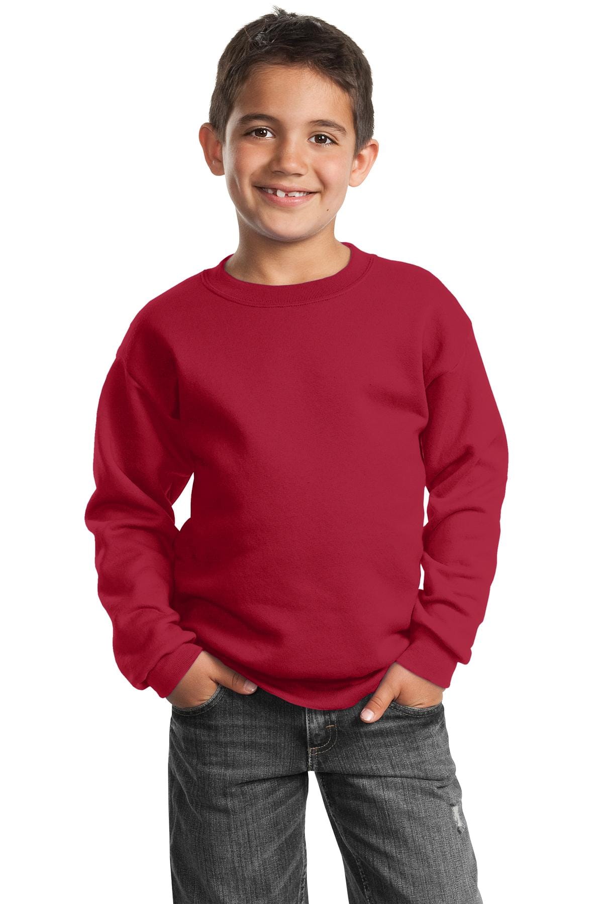 Port & Company Sweatshirts/Fleece XS / Red Port & Company - Youth Core Fleece Crewneck Sweatshirt. PC90Y