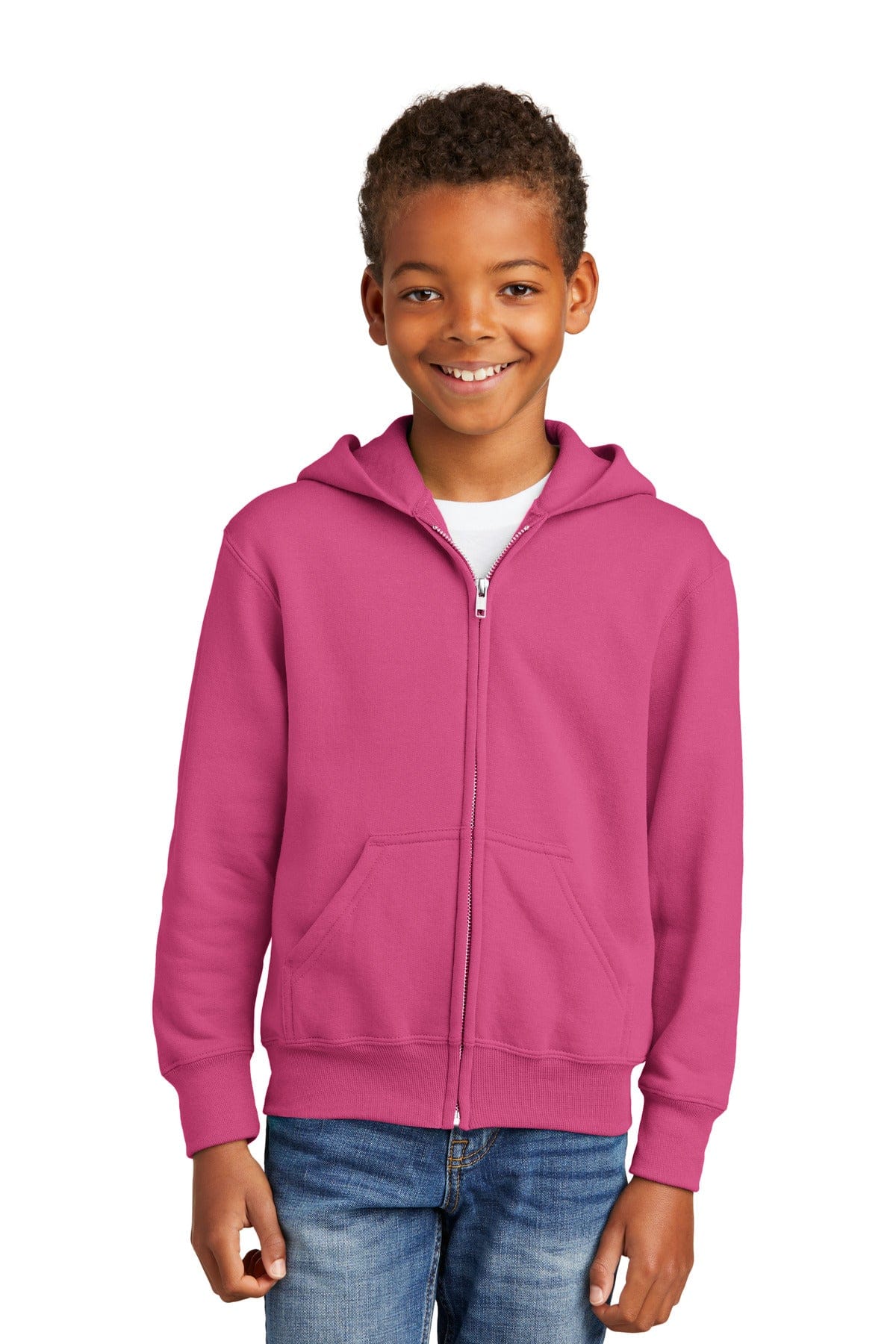 Port & Company Sweatshirts/Fleece XS / Sangria Port & Company - Youth Core Fleece Full-Zip Hooded Sweatshirt. PC90YZH