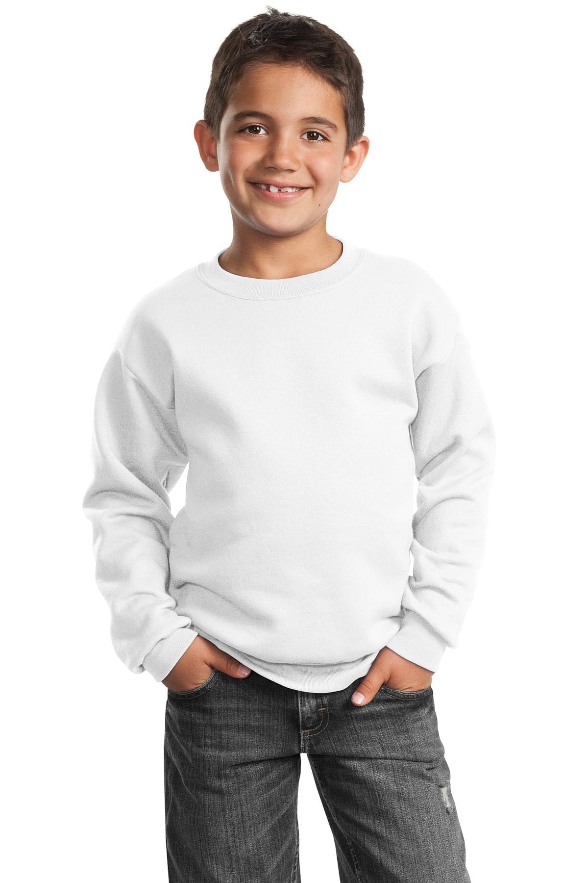 Port & Company Sweatshirts/Fleece XS / White Port & Company - Youth Core Fleece Crewneck Sweatshirt. PC90Y