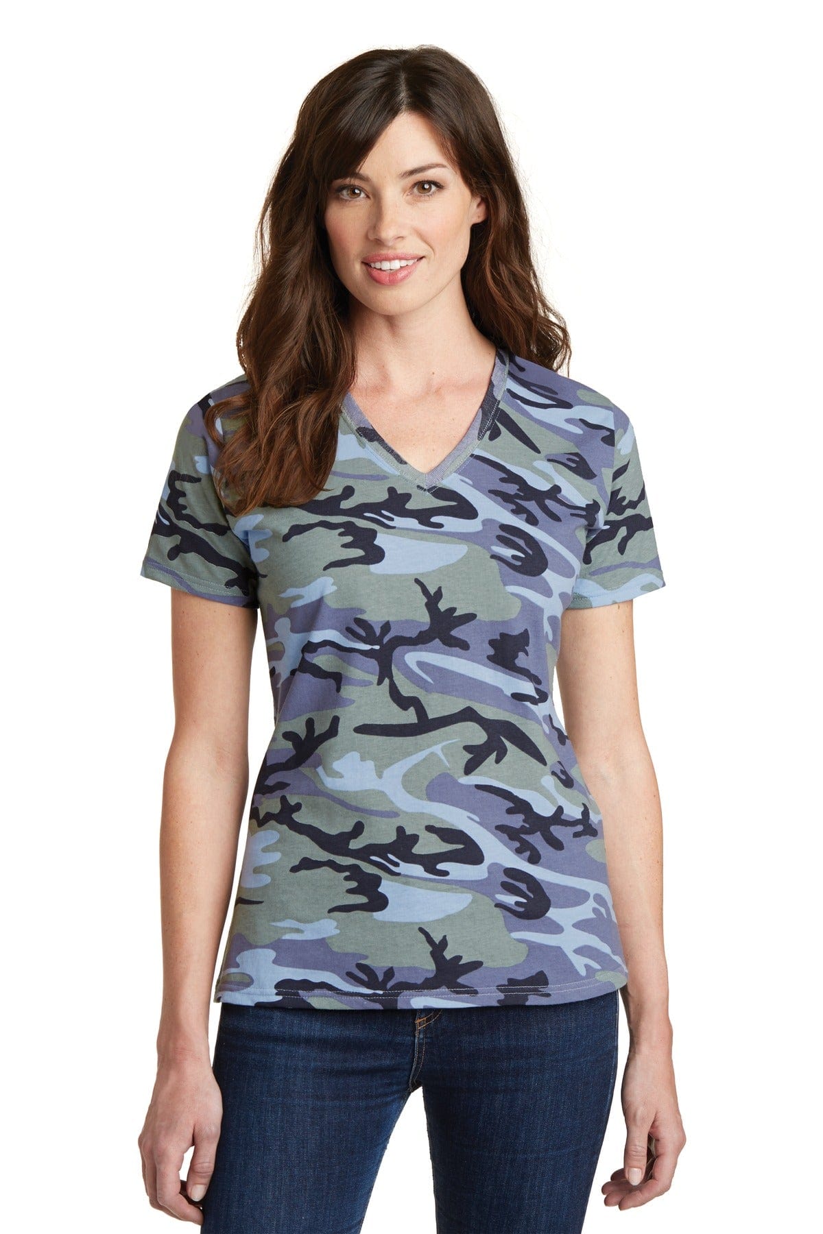 Port & Company T-Shirts DISCONTINUED  Port & Company ®  Ladies Core Cotton Camo V-Neck Tee.  LPC54VC
