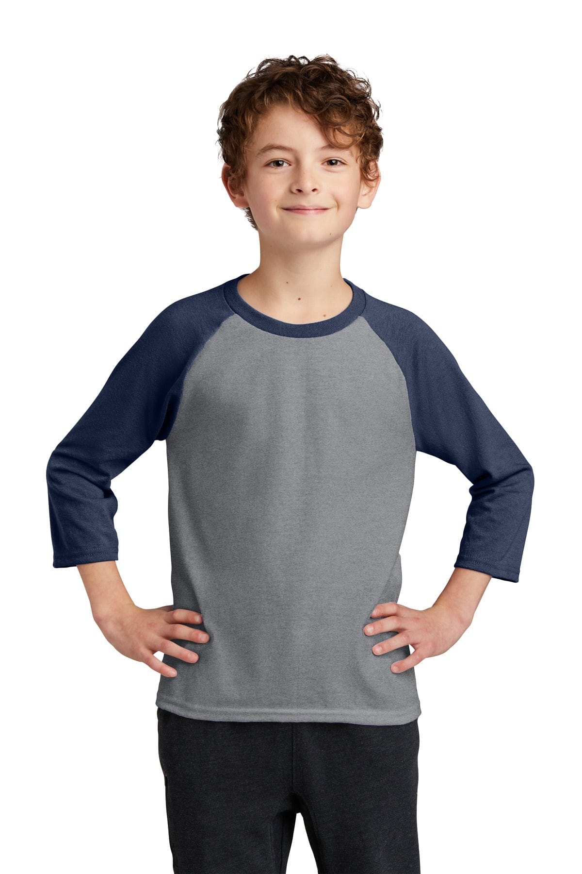 Port & Company T-Shirts Port & Company PC55YRS Youth Core Blend 3/4-Sleeve Raglan Tee.