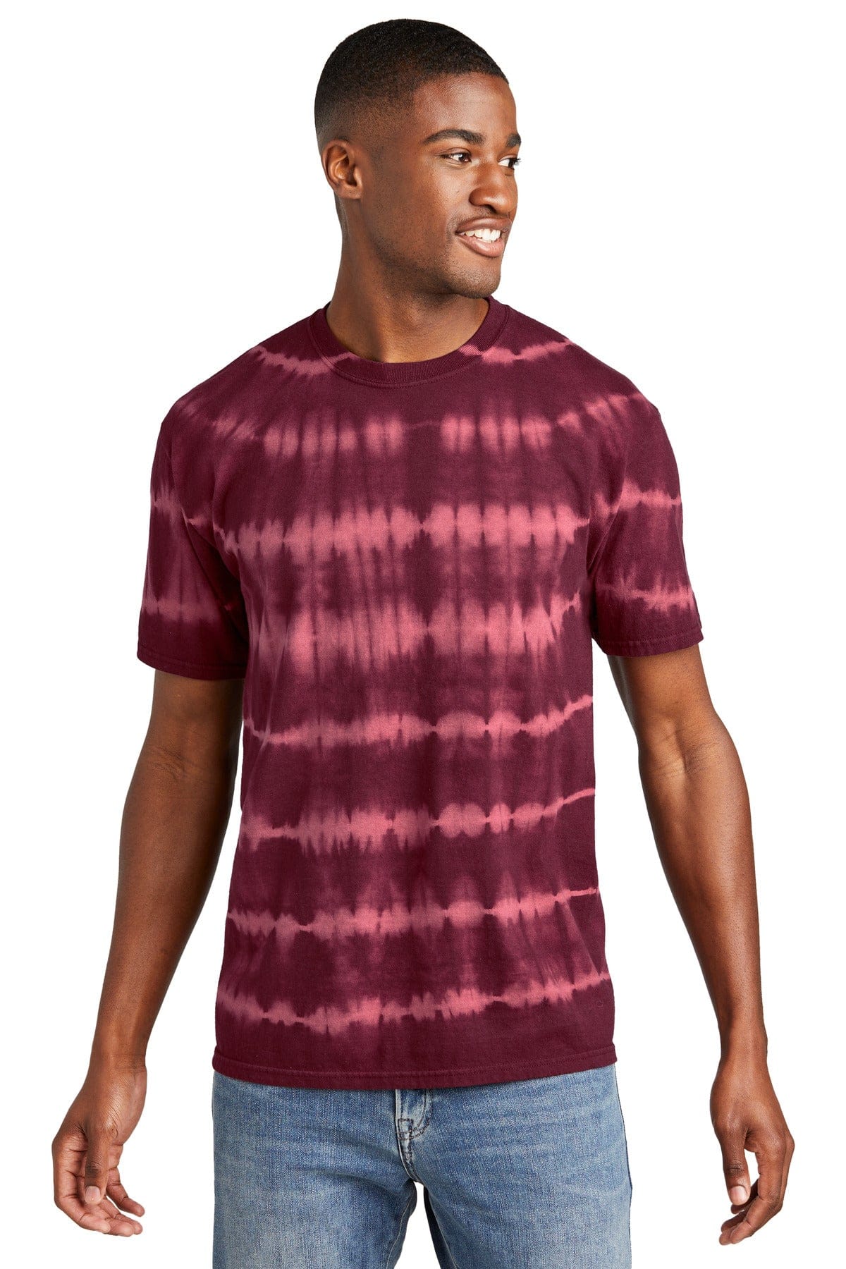 Port & Company T-Shirts S / Merlot/ Burgundy Port & Company PC142: Allover Stripe Tie-Dye Tee