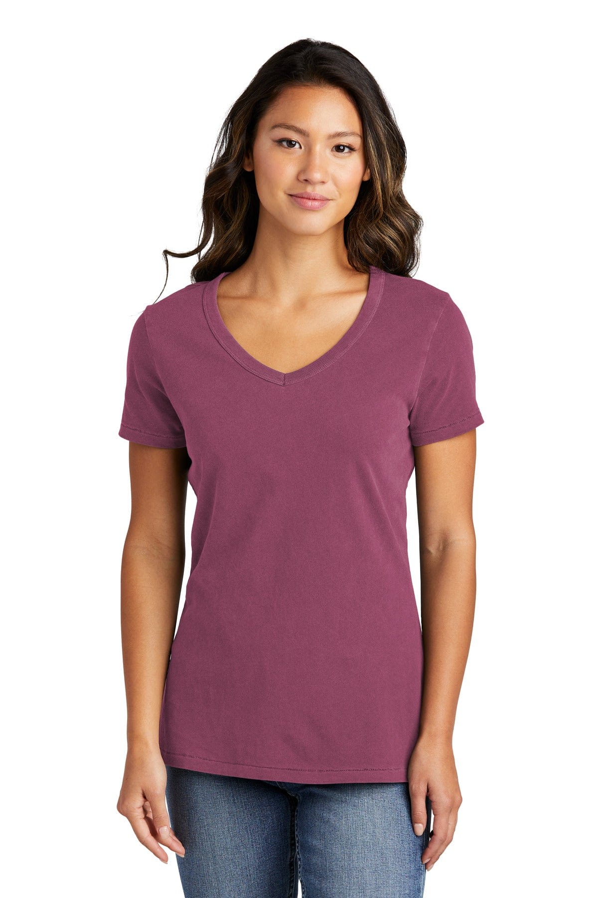 Port & Company T-Shirts XS / Vintage Raspberry Port & Company LPC099V: Ladies Beach Wash Garment-Dyed V-Neck Tee