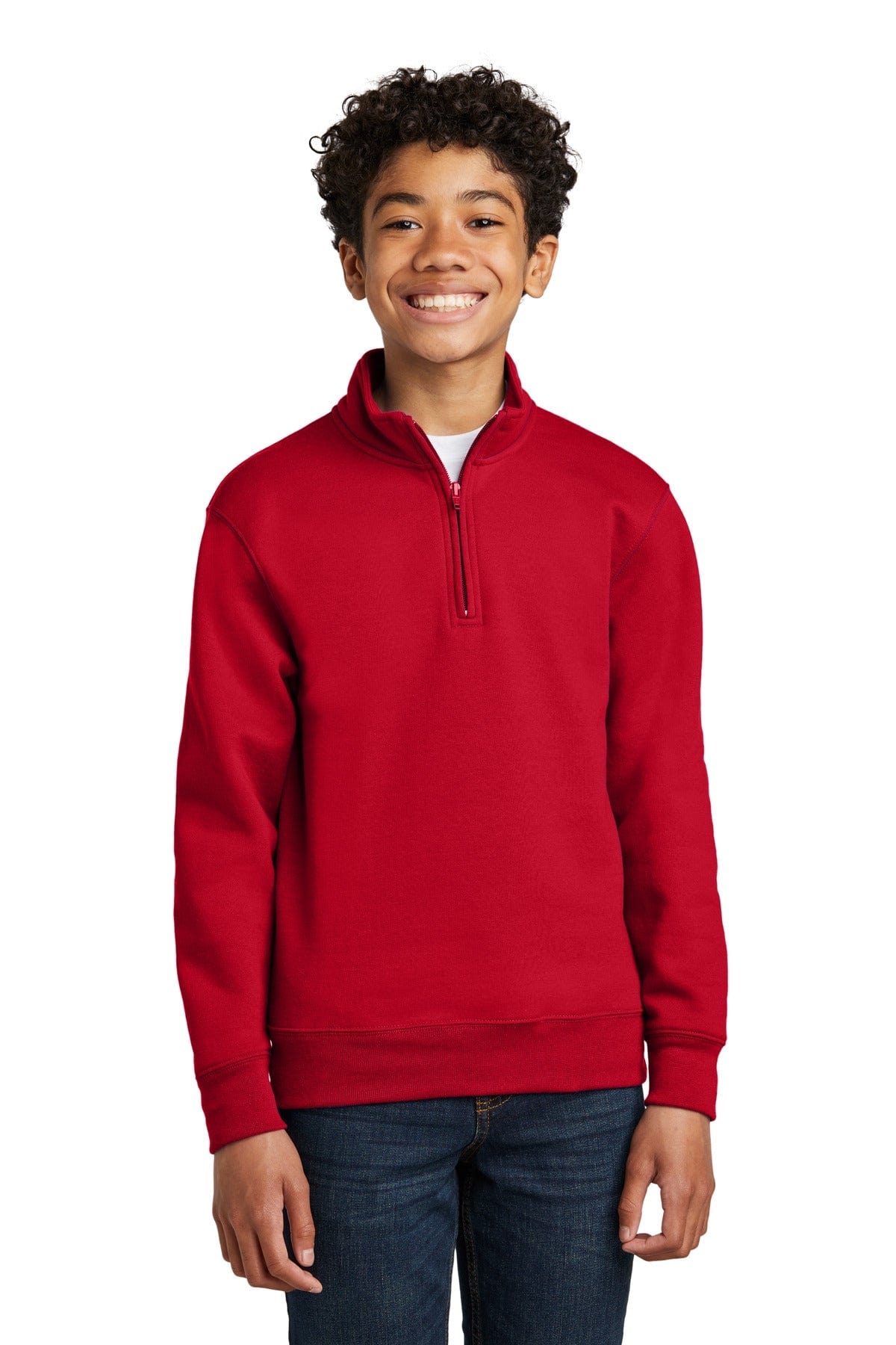 Port & Company Youth XL / Red Port & Company PC79YQ: Youth Core Fleece 1/4-Zip Pullover Sweatshirt