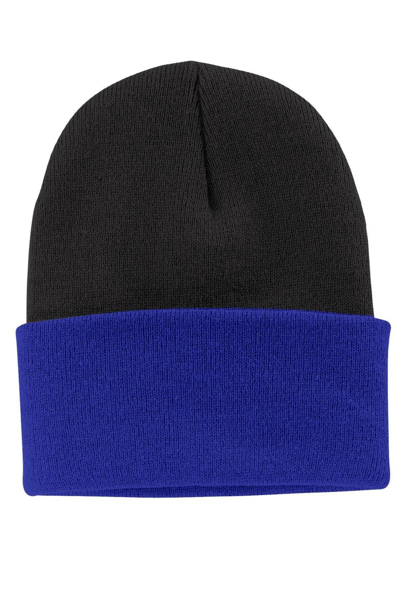 Port Headwear OSFA / Black/ Athletic Royal Port & Company ® Knit Cap.  CP90