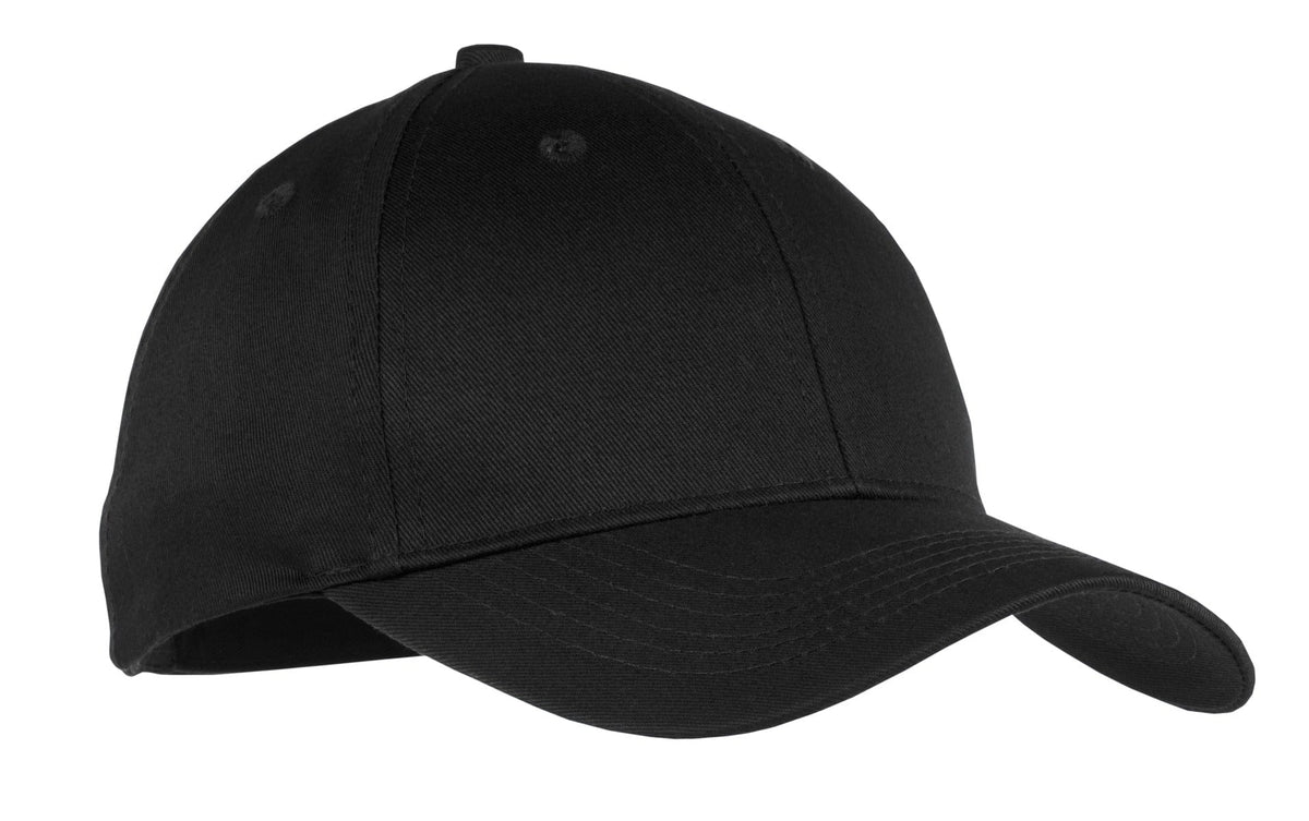 Port Headwear OSFA / Black Port & Company Youth Six-Panel Twill Cap.  YCP80