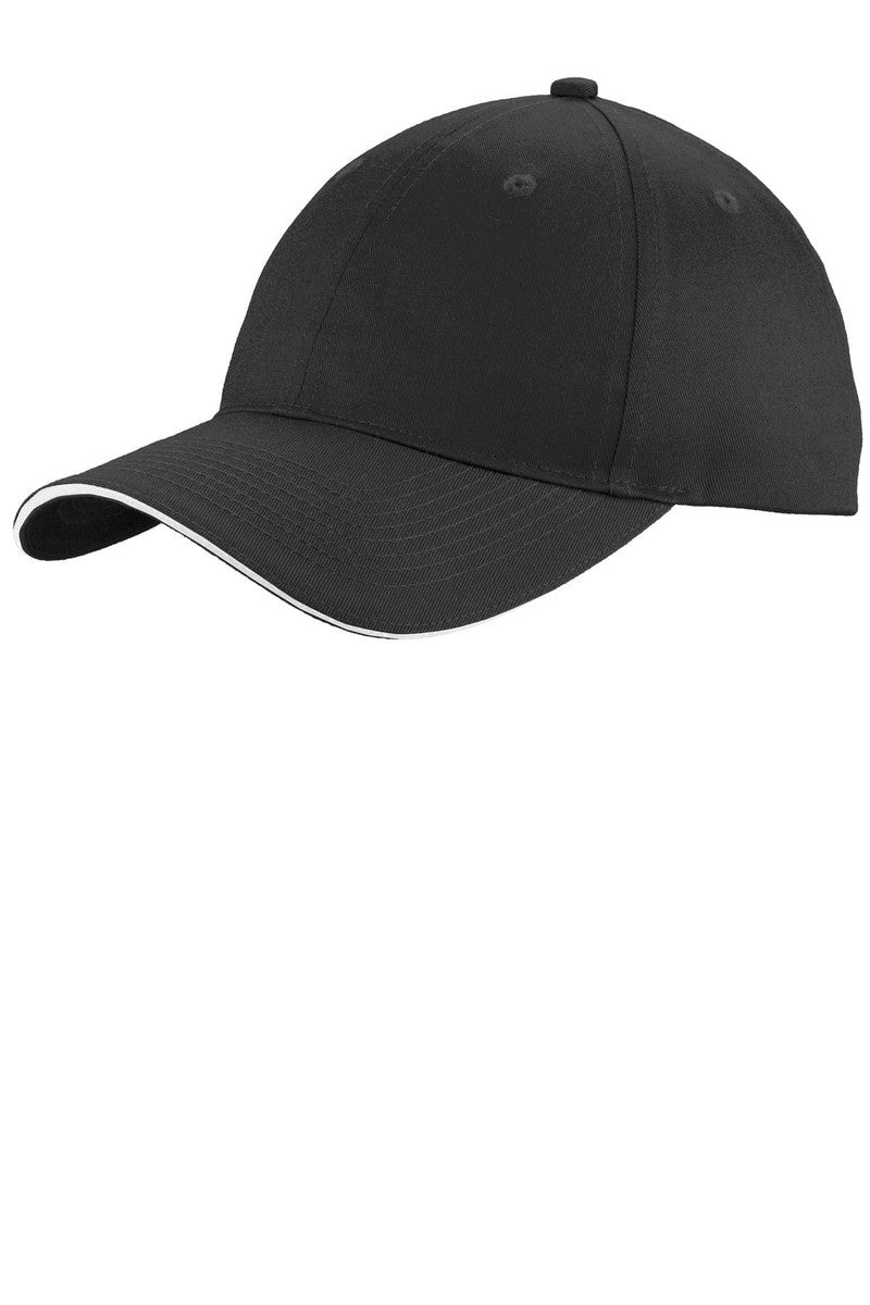 Port Headwear OSFA / Black/ White Port & Company® Unstructured Sandwich Bill Cap. C919