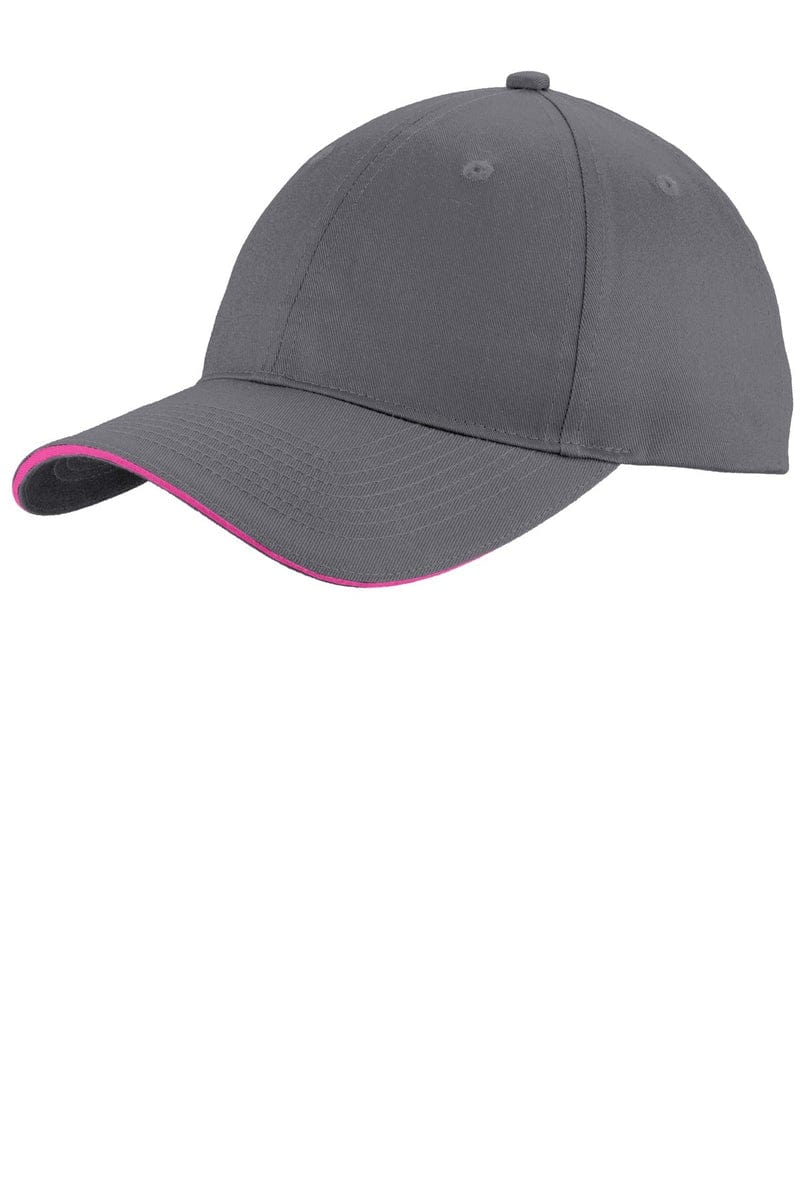 Port Headwear OSFA / Charcoal/ Sangria Port & Company® Unstructured Sandwich Bill Cap. C919