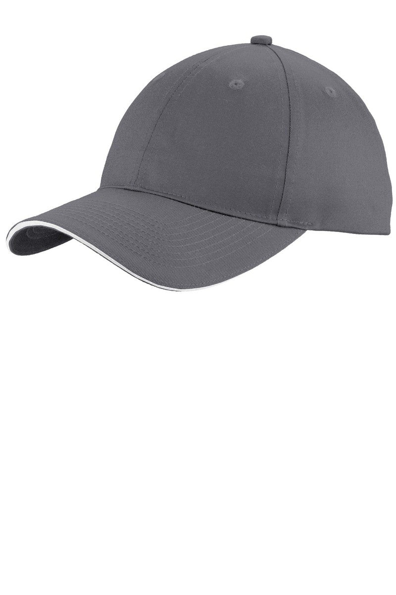Port Headwear OSFA / Charcoal/ White Port & Company® Unstructured Sandwich Bill Cap. C919