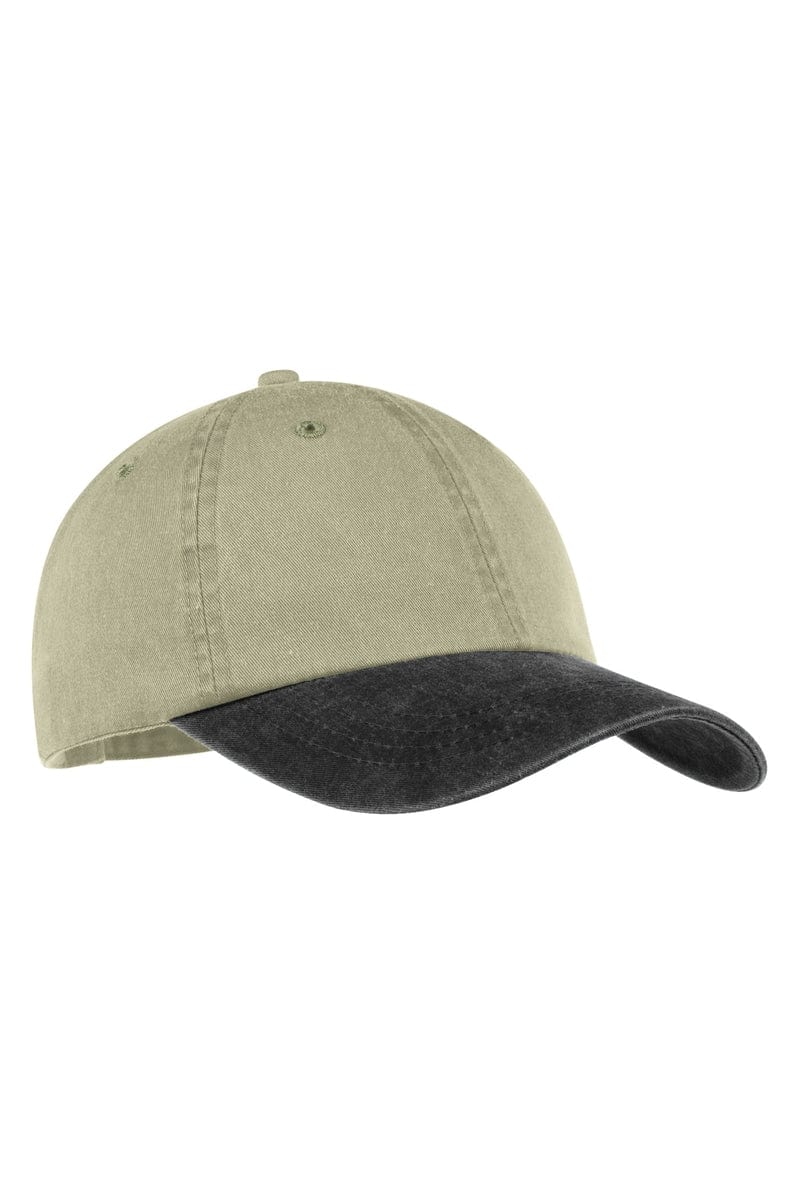 Port Headwear OSFA / Khaki/ Black Port & Company -Two-Tone Pigment-Dyed Cap. CP83